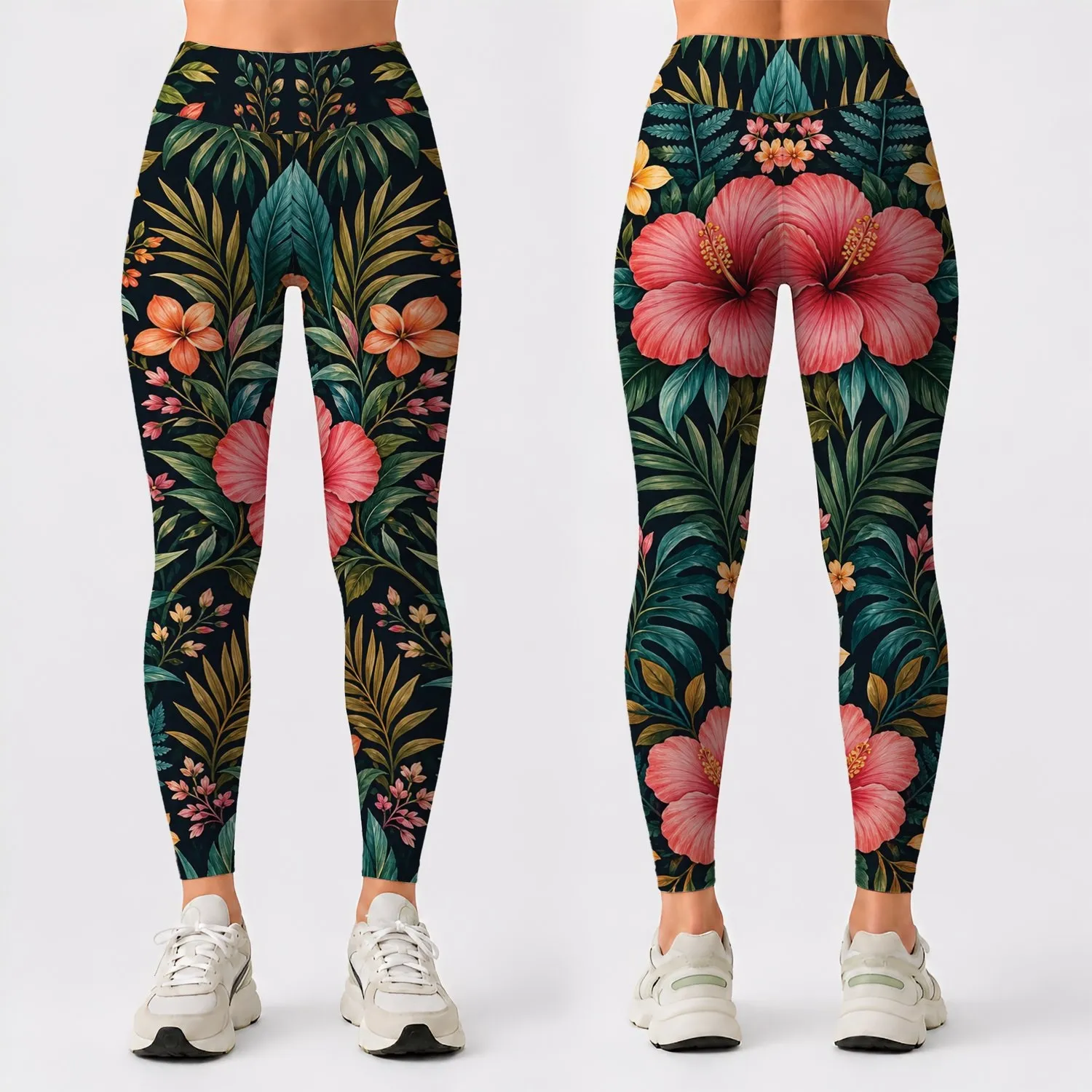 Tropical Hibiscus Garden For Resort Travel And Casual Streetwear Style For Women Leggings - 1