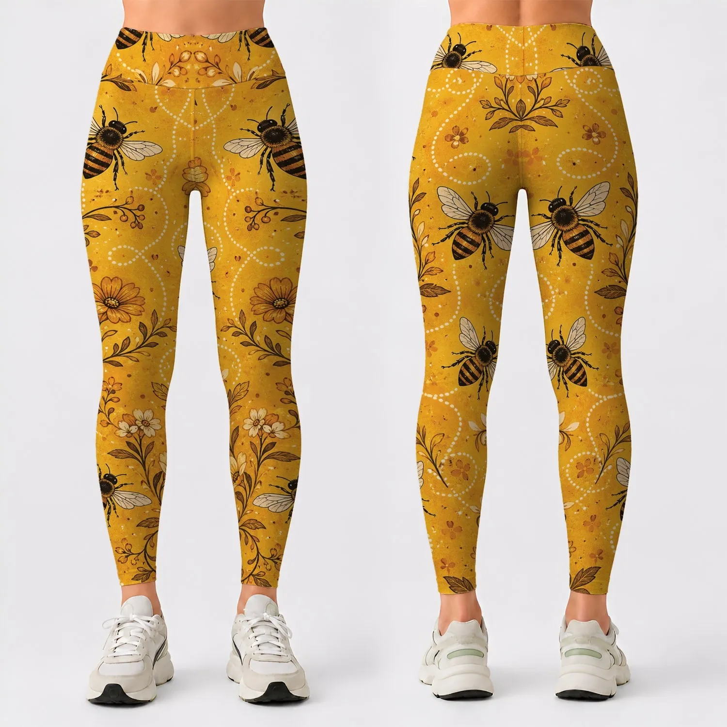 Honeybee Garden Flight Trails for Cozy Everyday Style and Nature Loving Women Gifts Leggings - 1