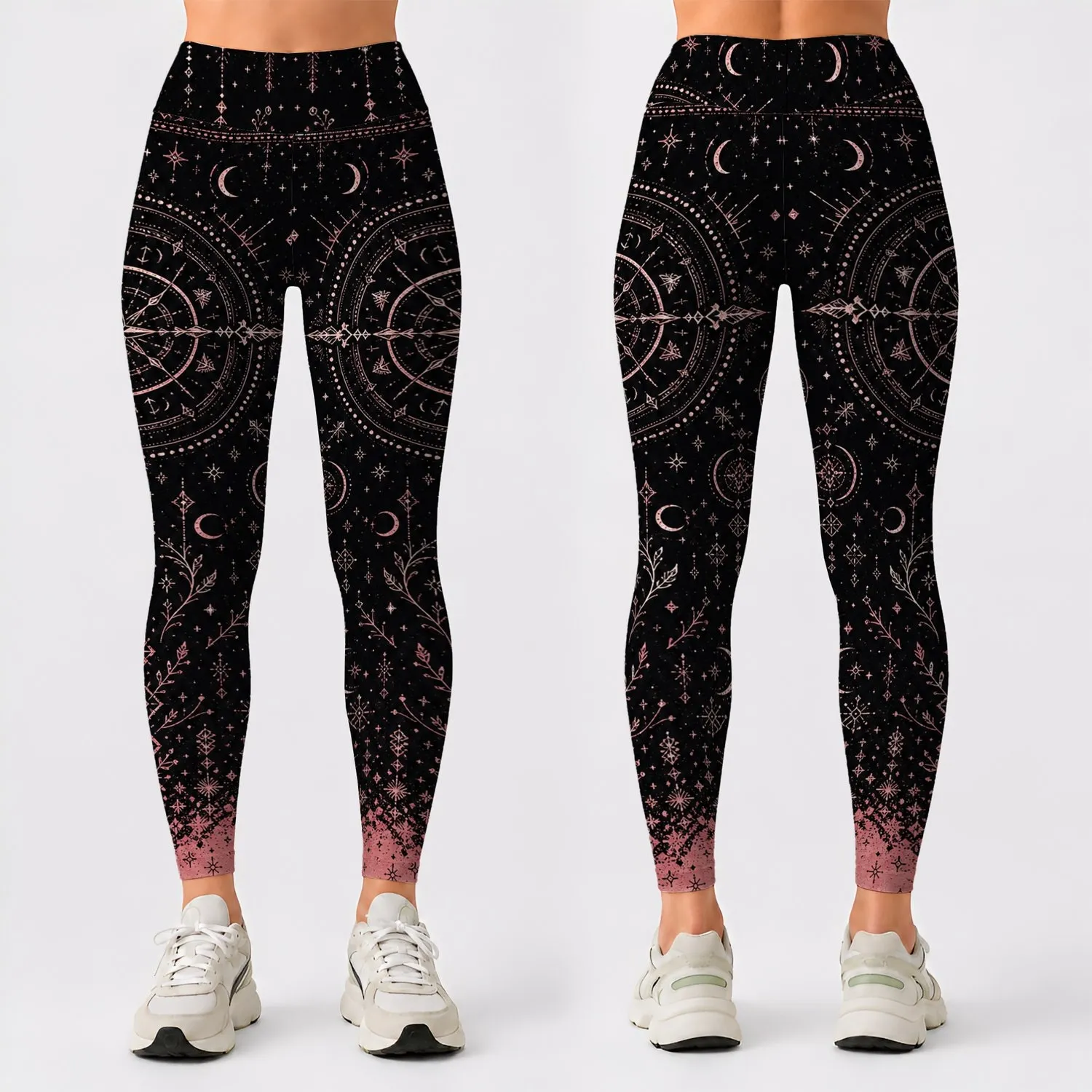 Nordic Celestial Compass Tribal Boho Activewear For Yoga Travel And Festival Women Leggings - 1