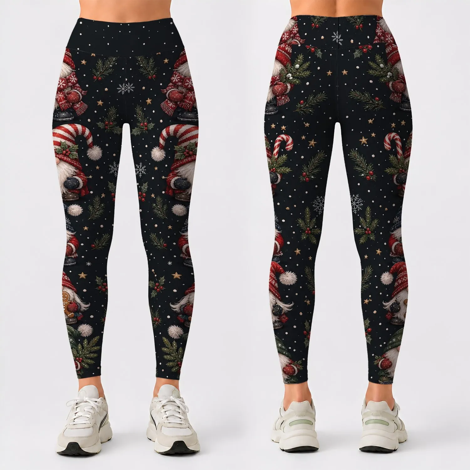 Christmas Folk Art Gnomes For Holiday Yoga, Winter Workouts And Cozy Gifts For Women Leggings - 1