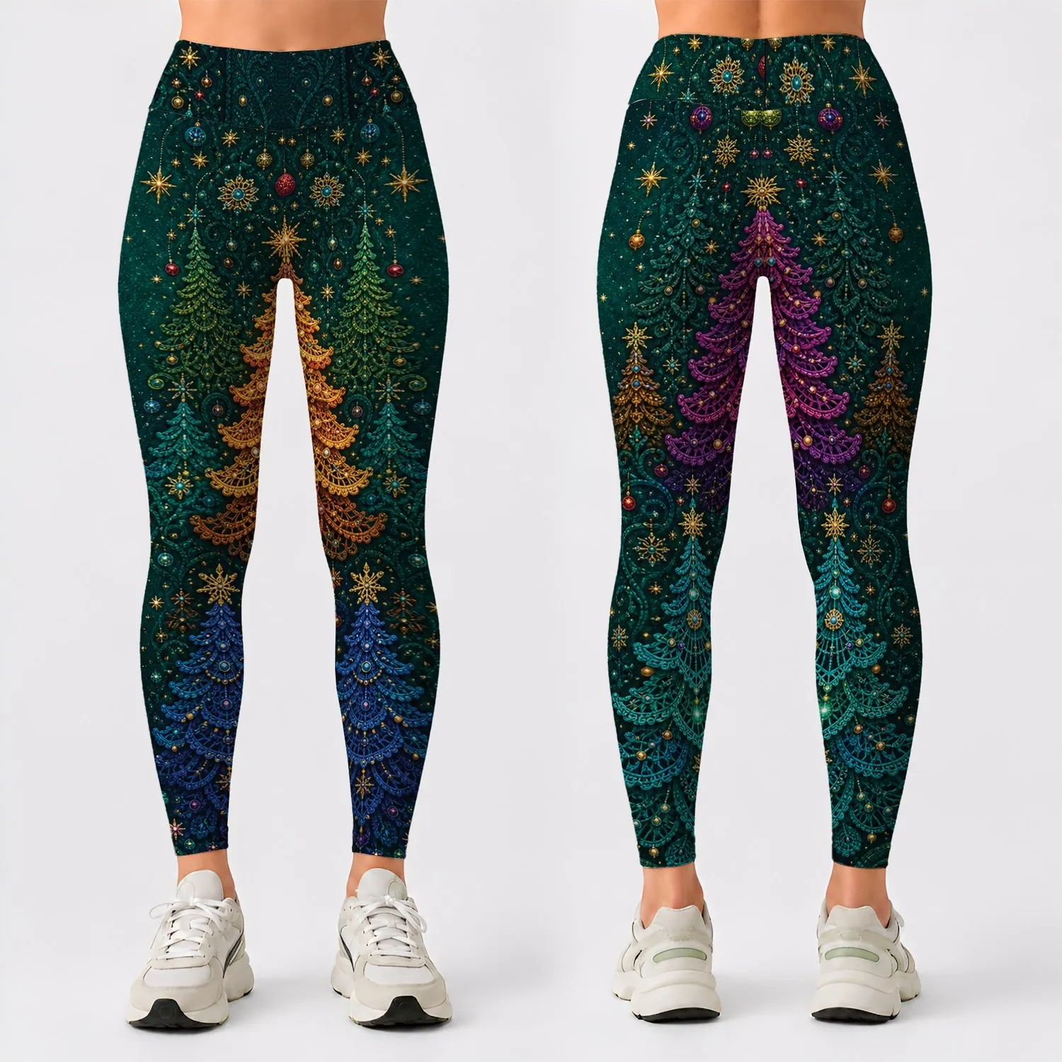 Whimsical Winter Forest Holiday Party Fitness Wear For Women Christmas Gifts Style Leggings - 1