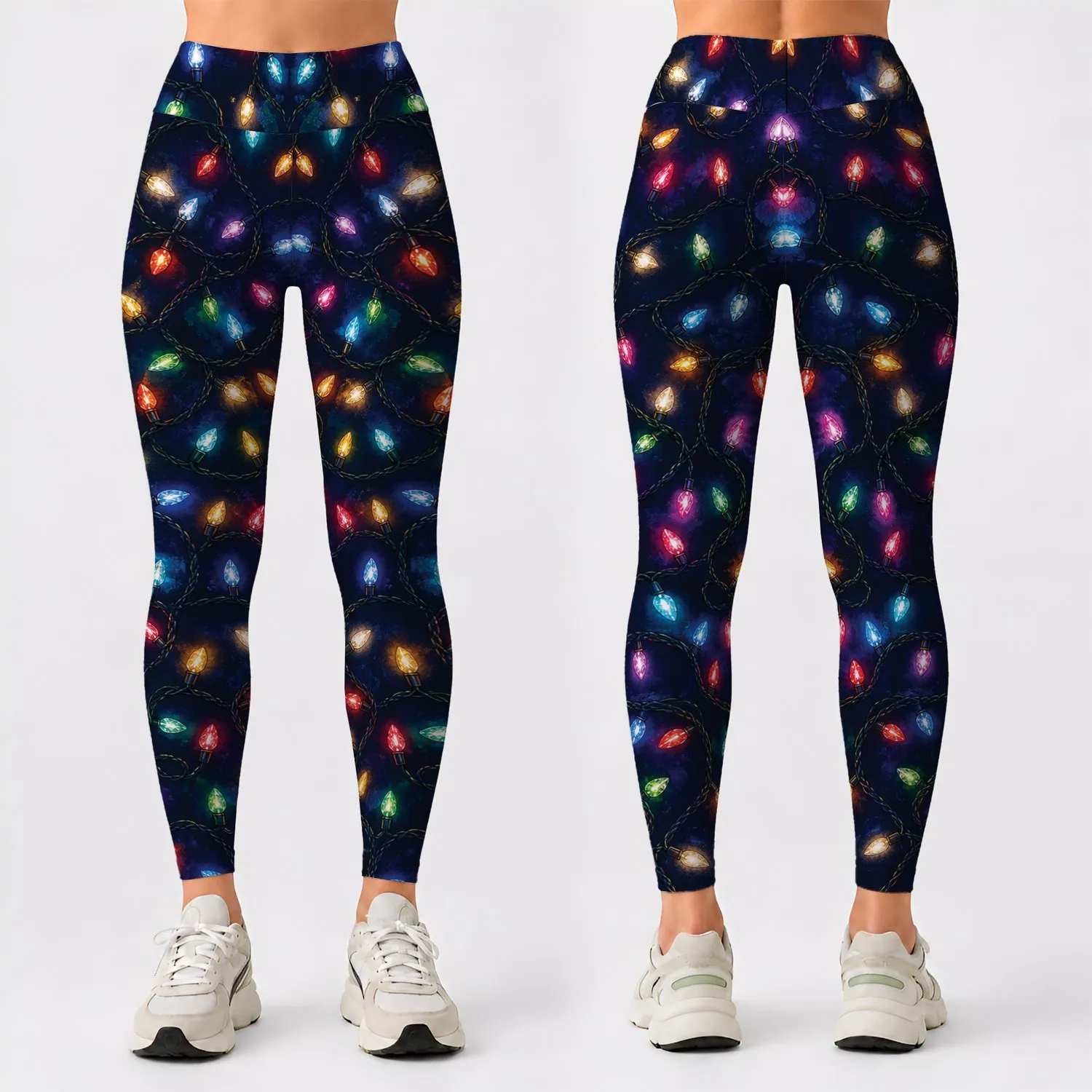 Colorful Christmas String Lights for Holiday Parties, Winter Outfits and Gift Giving Leggings - 1