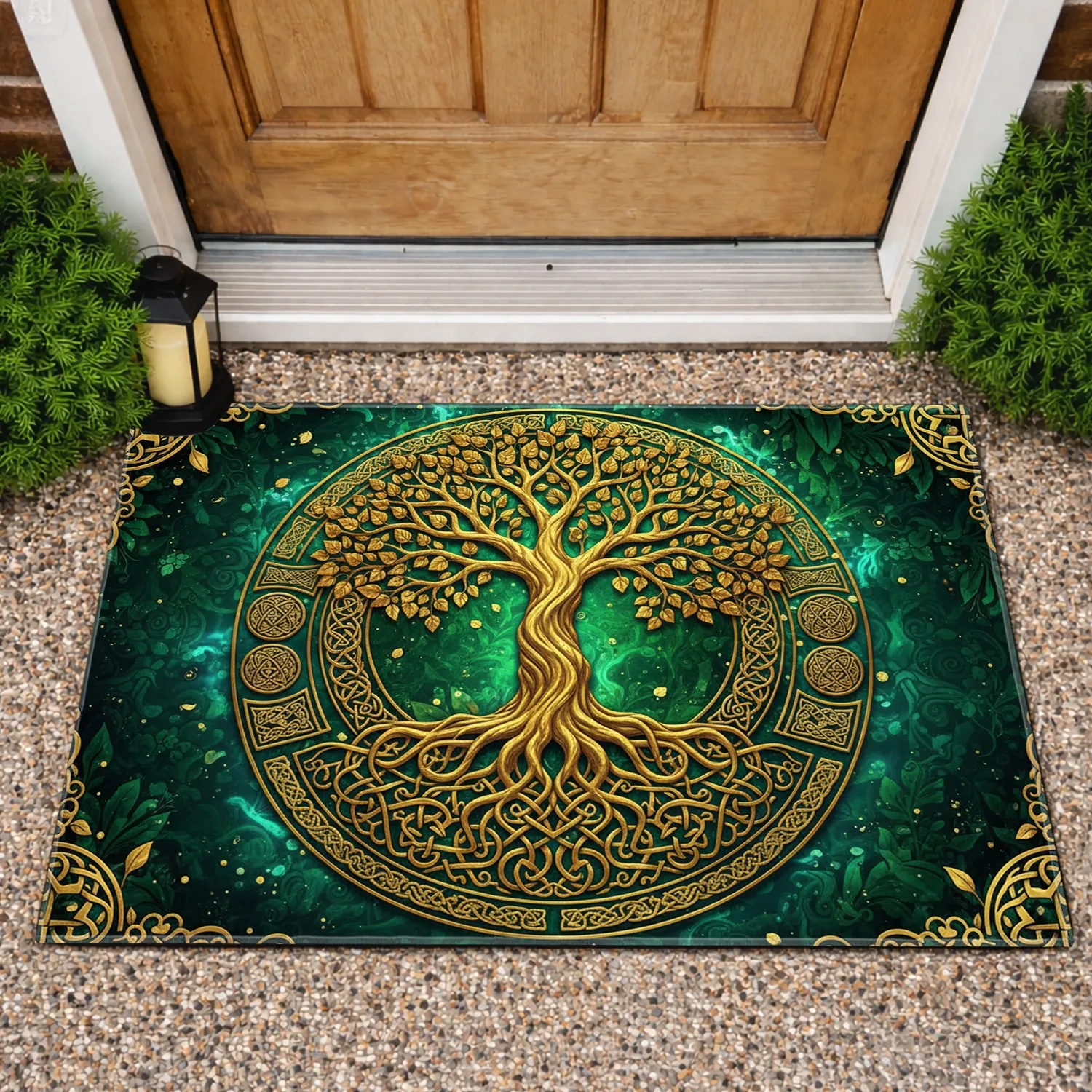Golden Tree of Life Celtic Knotwork - Home Decor Gift for Celtic Lover Doormat - 1