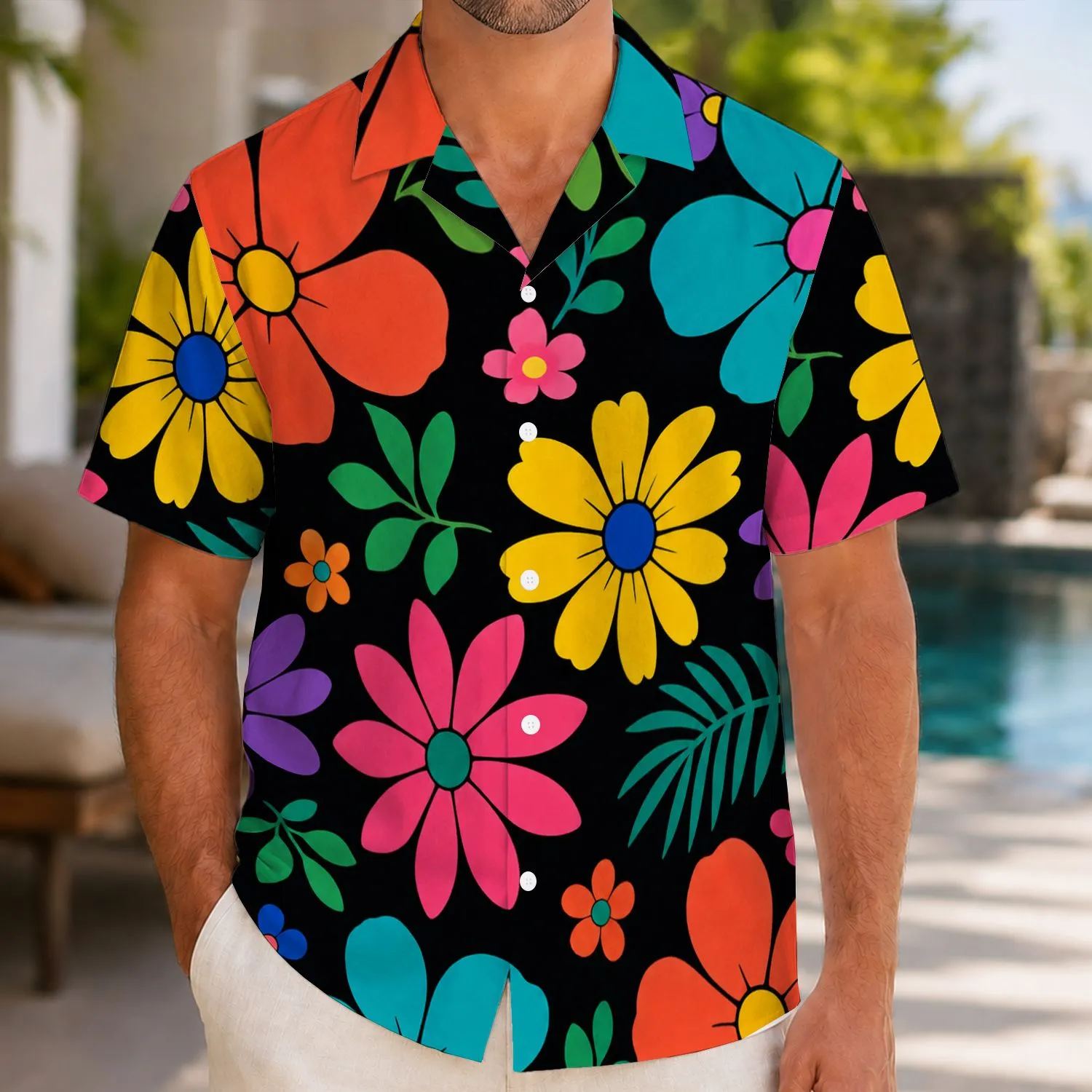 Retro Tropical Flower Blooms For Beach Vacations And Summer Party Outfits For Men Hawaiian Shirt - 1
