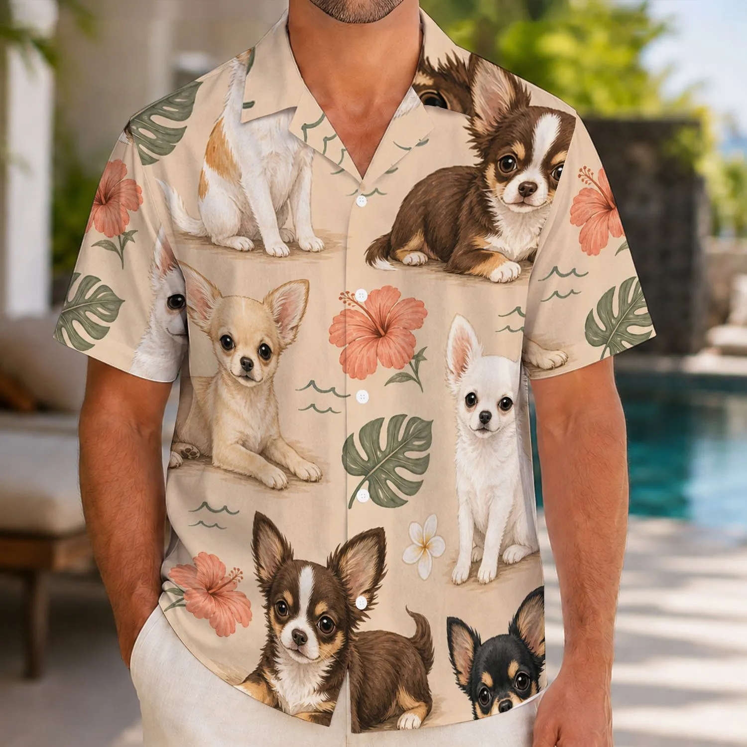 Chihuahua Tropical Floral Beach Vacation Resort Style for Dog Lovers and Pet Parents Hawaiian Shirt - 1