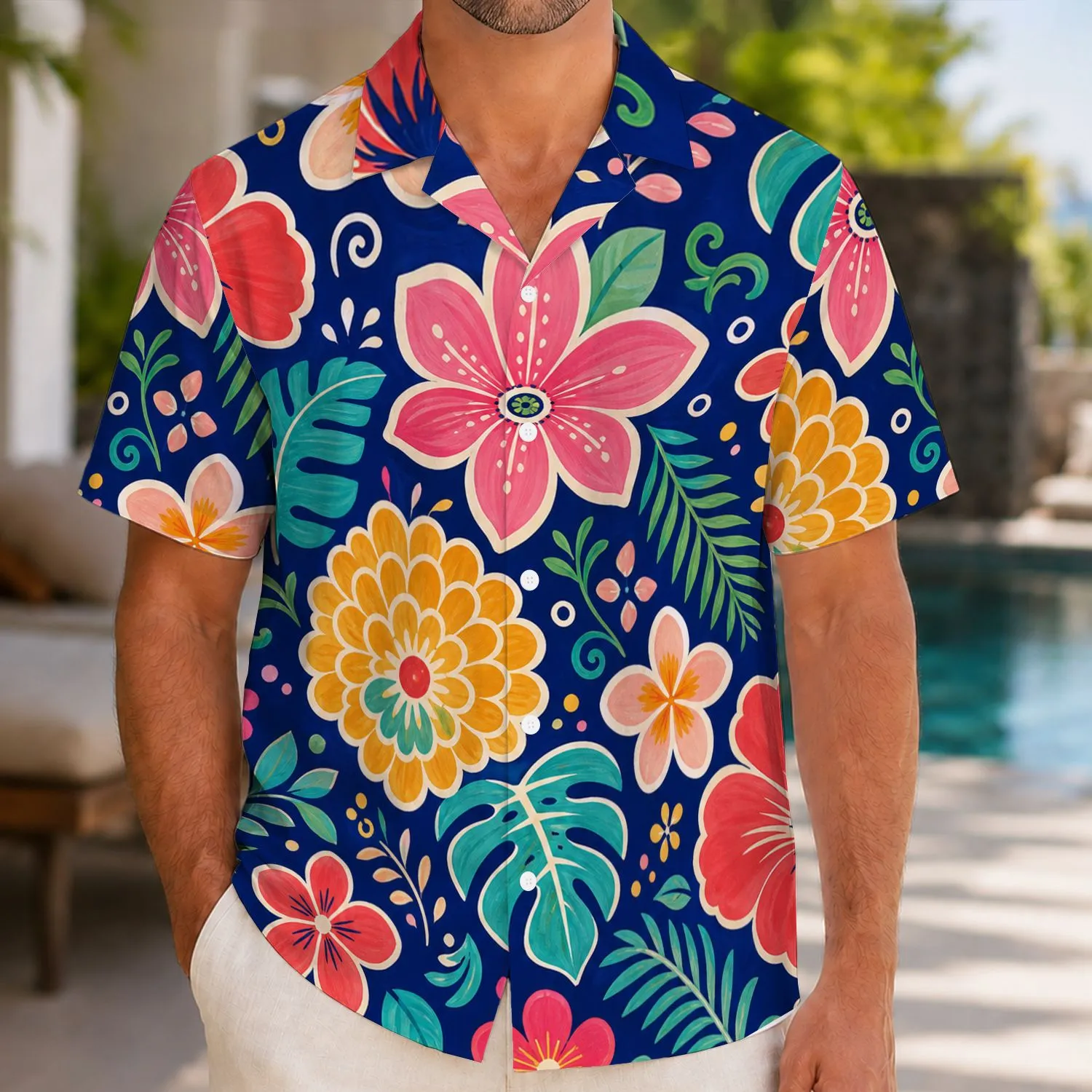 Bold Tropical Flowers For Beach Vacations And Pool Parties For Women And Men Hawaiian Shirt - 1