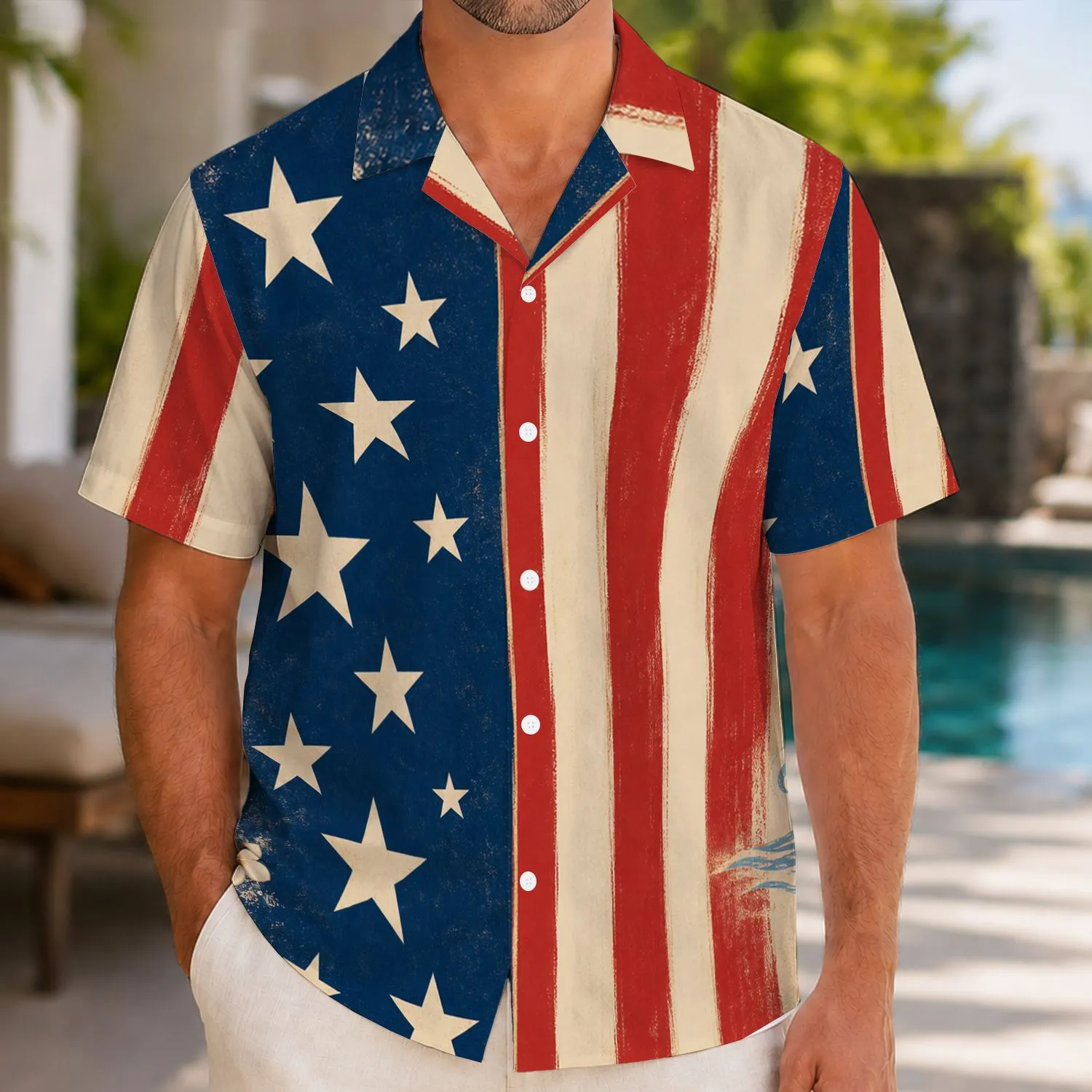 Vintage American Flag Stars And Stripes For Fourth Of July Beach Parties And Summer Travel Hawaiian Shirt - 1