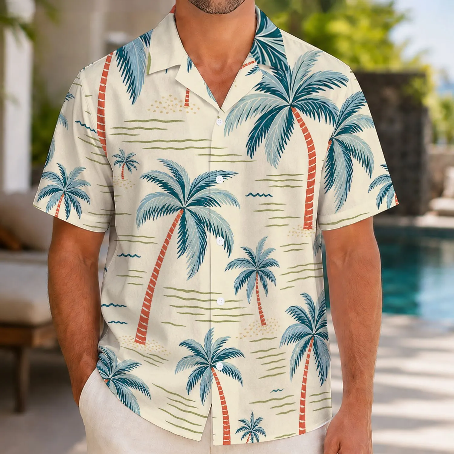 Vintage Coconut Palm Resort Motif For Tropical Vacation Travel And Coastal Getaways Hawaiian Shirt - 1
