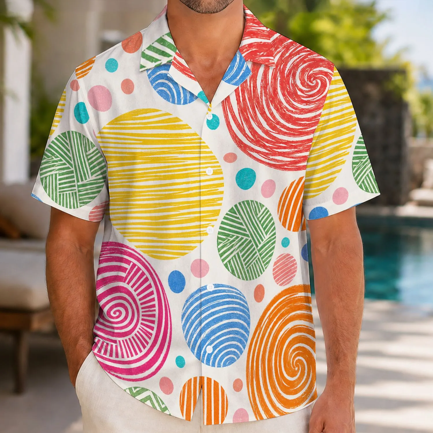 Colorful Tropical Circle Motifs For Beach Vacations, Resort Days And Summer Travel Hawaiian Shirt - 1