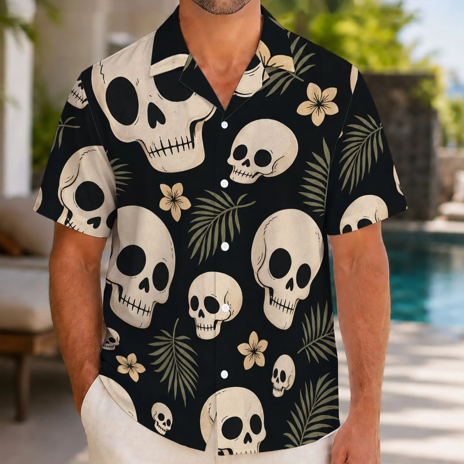 Vintage Aloha Skull Motifs for Beach Parties, Resort Travel and Tropical Getaways Hawaiian Shirt - 1