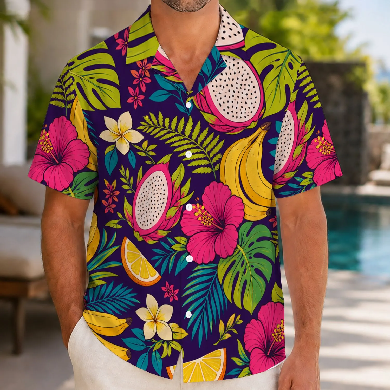 Tropical Fruit And Floral Motifs For Beach Vacations And Resort Parties For Men Hawaiian Shirt - 1