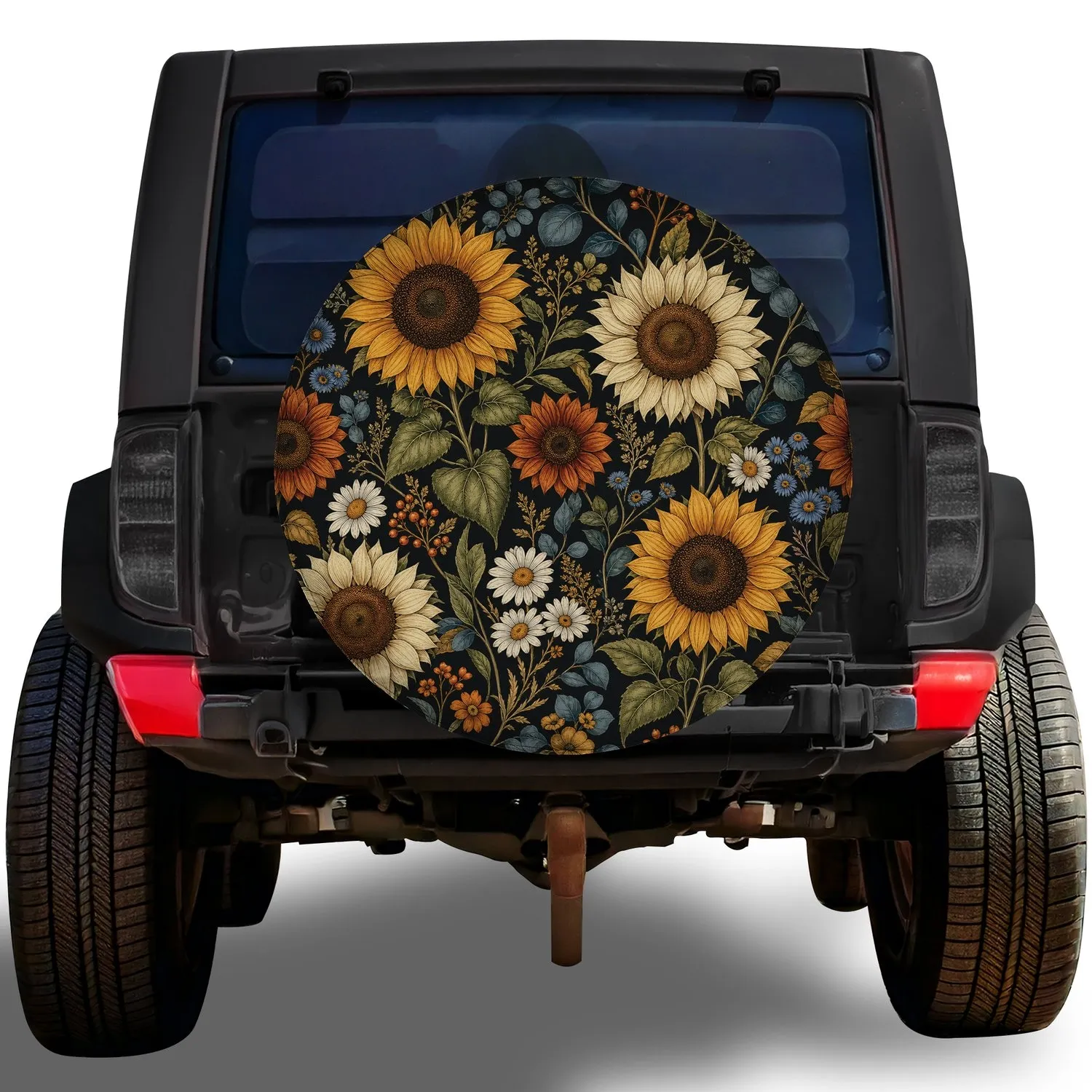 Vintage Sunflower Wildflower Meadow for Rustic Camping RV Travel and Garden Lovers Spare Tire Cover - 1