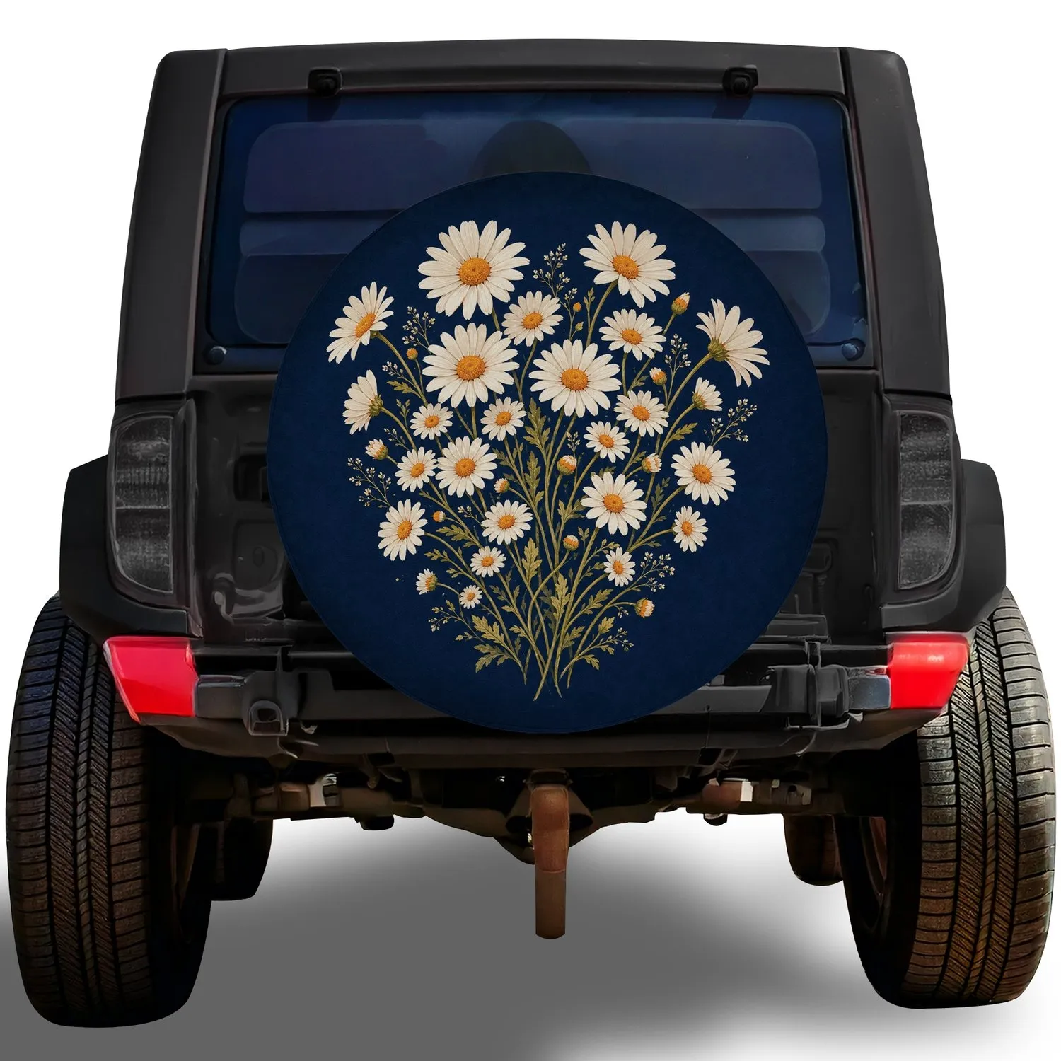 White Daisy Meadow Bouquet For Outdoor Adventure Vehicles And Garden Flower Lovers Spare Tire Cover - 1