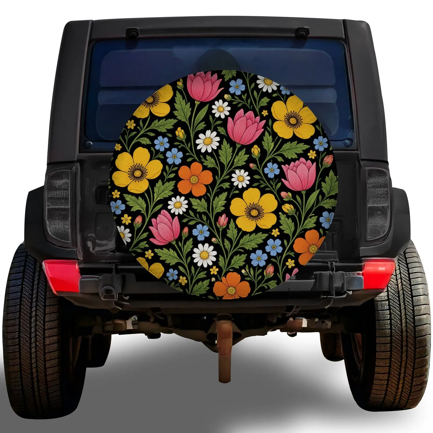 Colorful Wildflower Meadow Floral for RV Camping and Outdoor Travel Enthusiasts Spare Tire Cover - 1