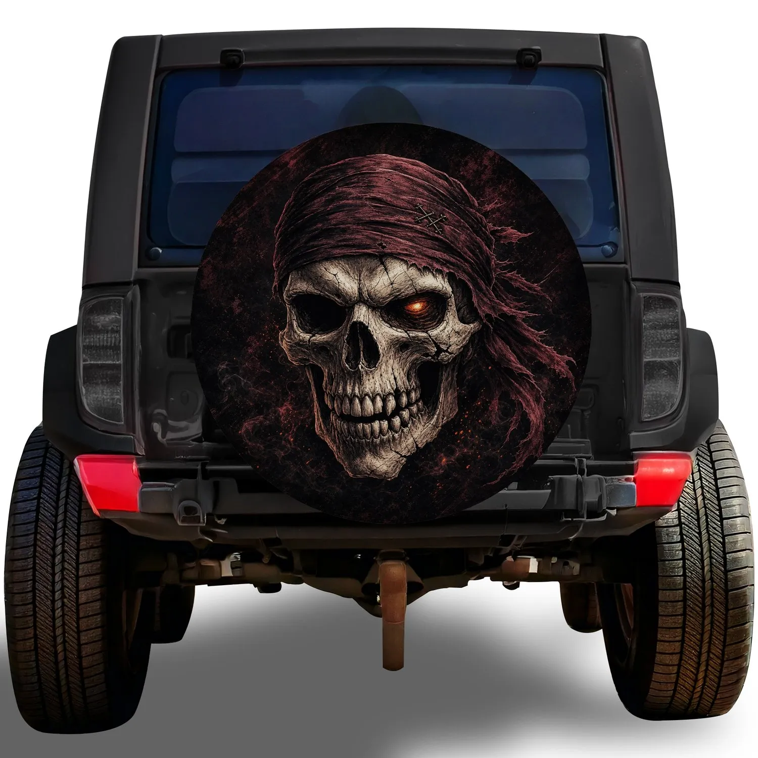 One-Eyed Pirate Skull For Off-Road Adventure Lovers And Rugged Outdoor 4x4 Enthusiasts Spare Tire Cover - 1