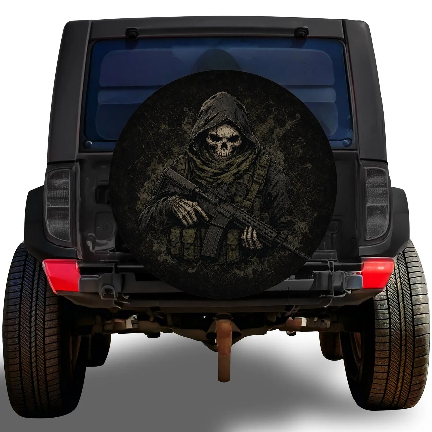Hooded Skull Tactical Sentinel For Off Road Adventure Vehicles And Military Style Fans Spare Tire Cover - 1