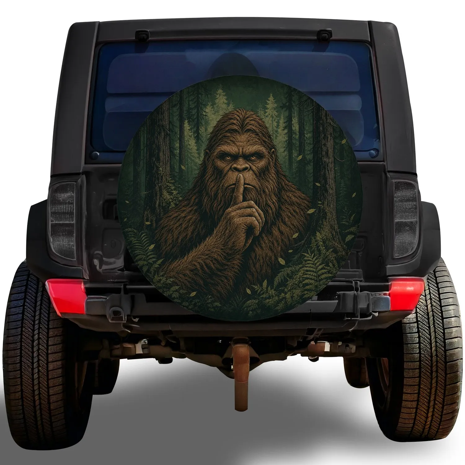 Sasquatch Quiet Gesture Forest Adventure Gift for Outdoor Off Road Campers and Hikers Spare Tire Cover - 1