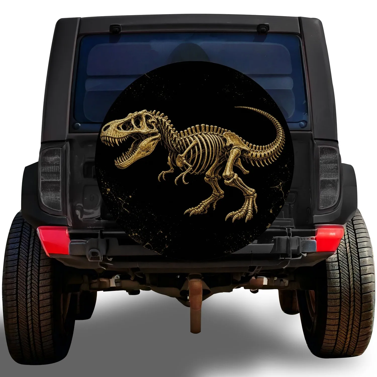 Golden T Rex Skeleton Fossil For Off Road SUV Truck Camping Adventure Enthusiasts Spare Tire Cover - 1