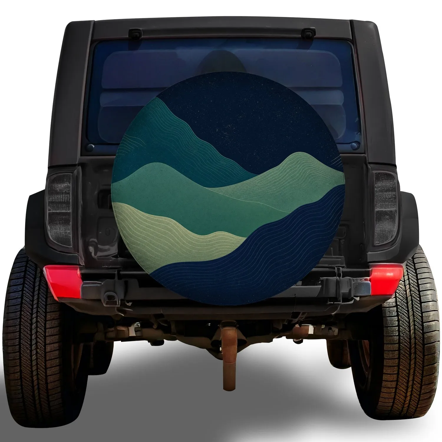 Layered Green Mountain Waves For Outdoor Road Trips And National Park Adventure Lovers Spare Tire Cover - 1