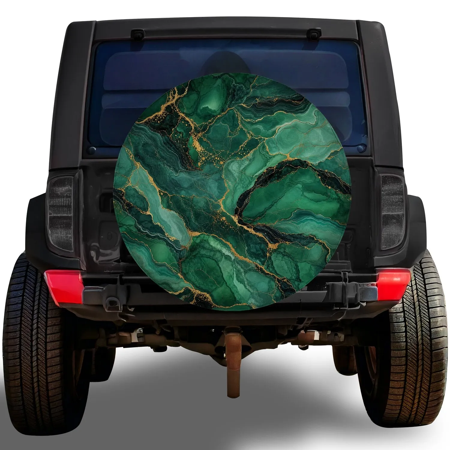 Emerald Green Agate Marble With Gold Veins For Luxury SUV And Off Road Adventure Style Spare Tire Cover - 1