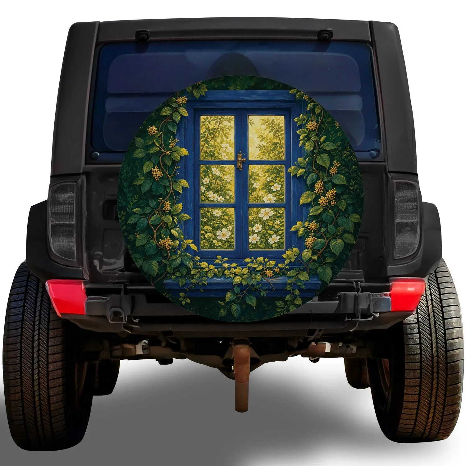 Vintage Botanical Window Garden Scene for Cozy Camping and RV Travel Decor Lovers Spare Tire Cover - 1