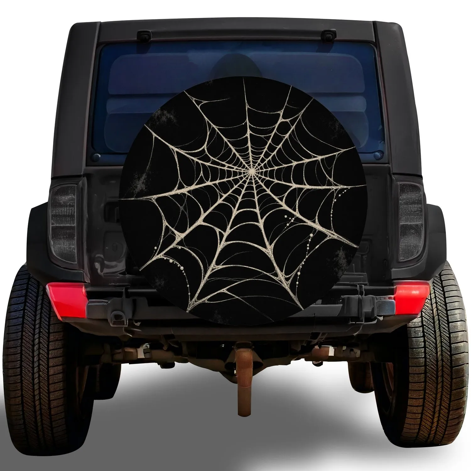 Ivory Spiderweb Gothic Halloween Road Trip Style For SUV Truck Camper Adventure Fans Spare Tire Cover - 1