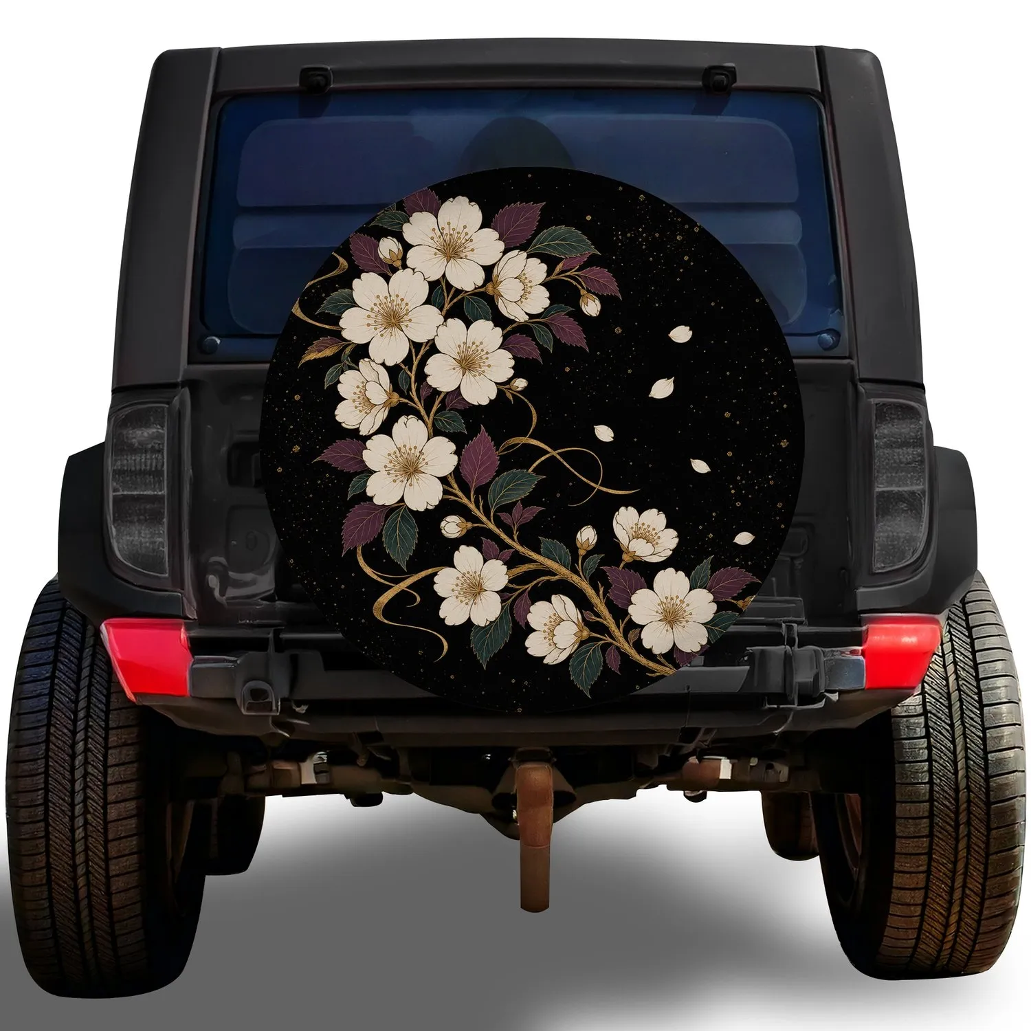 Japanese Cherry Blossom Branch Floral Decor for Elegant Jeep SUV Road Trip Style Spare Tire Cover - 1