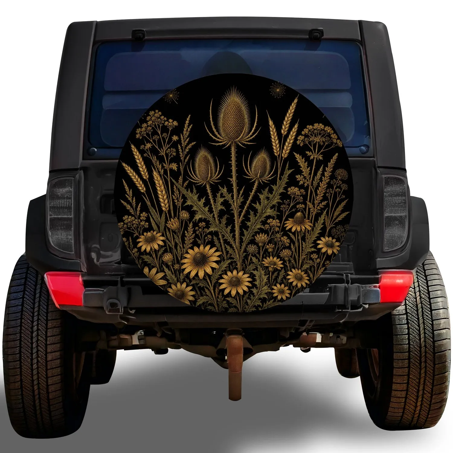 Golden Teasel Wildflower Meadow For Rustic RV Camping Nature Lovers And Gardeners Spare Tire Cover - 1