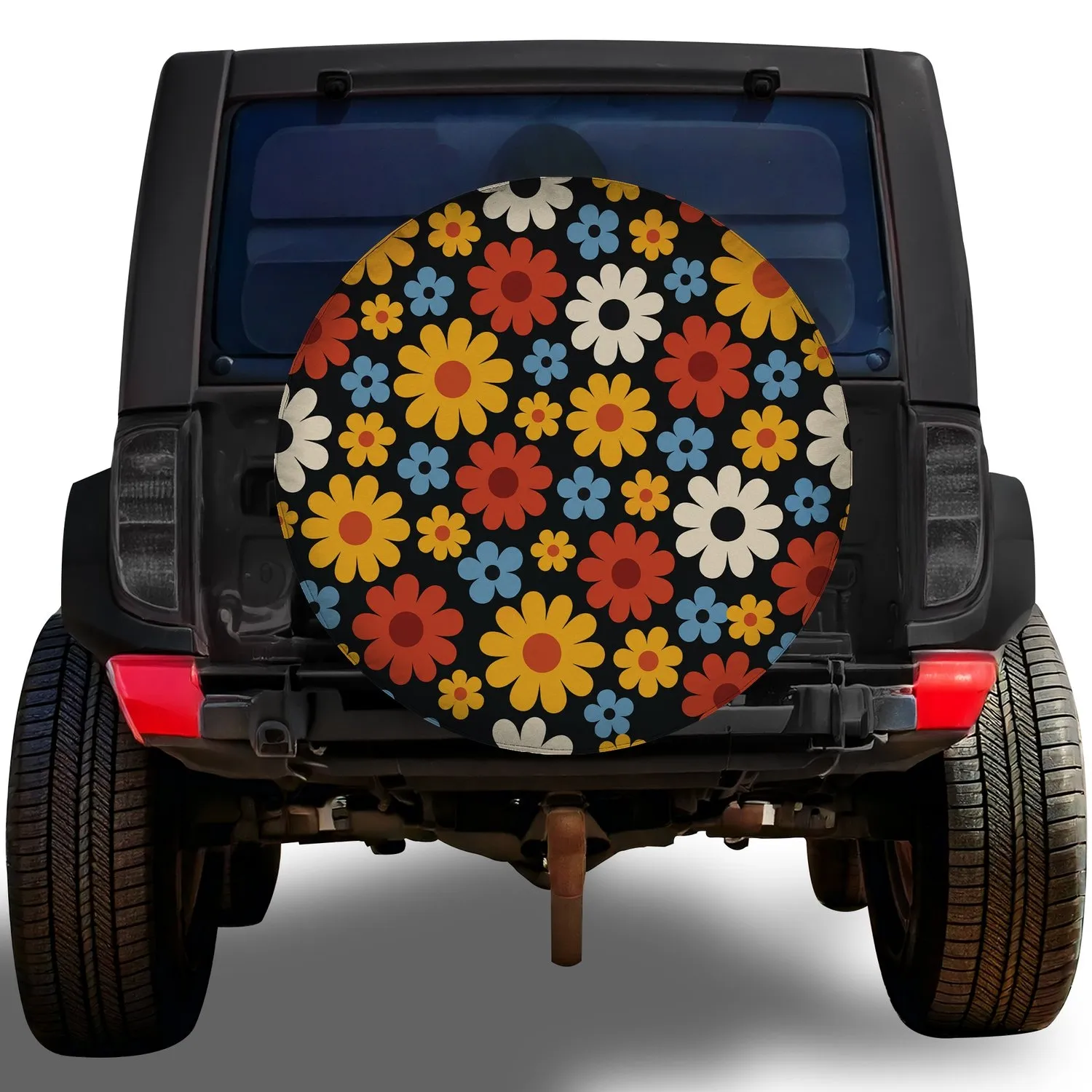Retro Meadow Flowers For Boho Road Trips, Camping, And Outdoor Enthusiasts Spare Tire Cover - 1