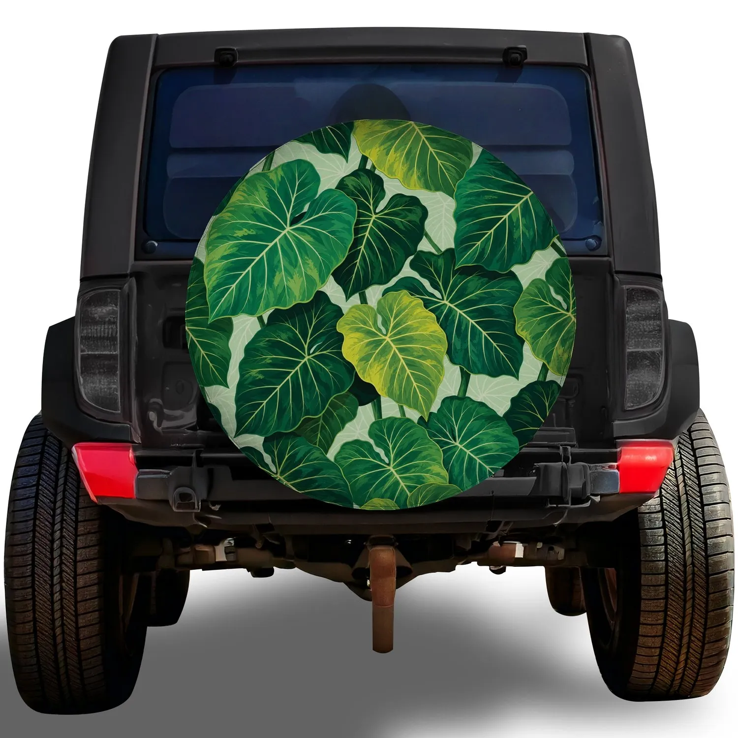 Tropical Elephant Ear Leaf Canopy For Jeep SUV RV Camping Adventure Road Trip Gear Spare Tire Cover - 1