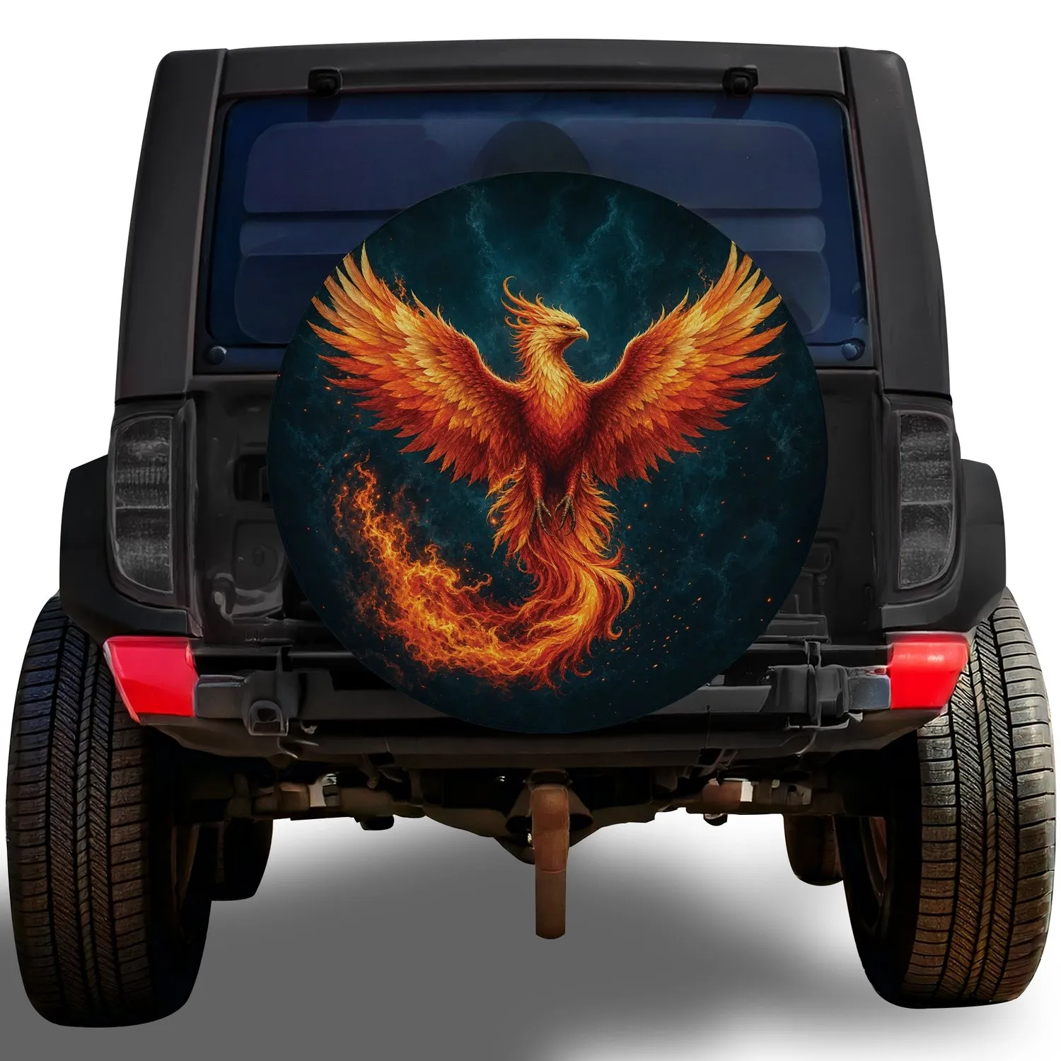 Fiery Phoenix Wings For Adventure Travel RV SUV Truck Outdoor Road Trips Camping Spare Tire Cover - 1