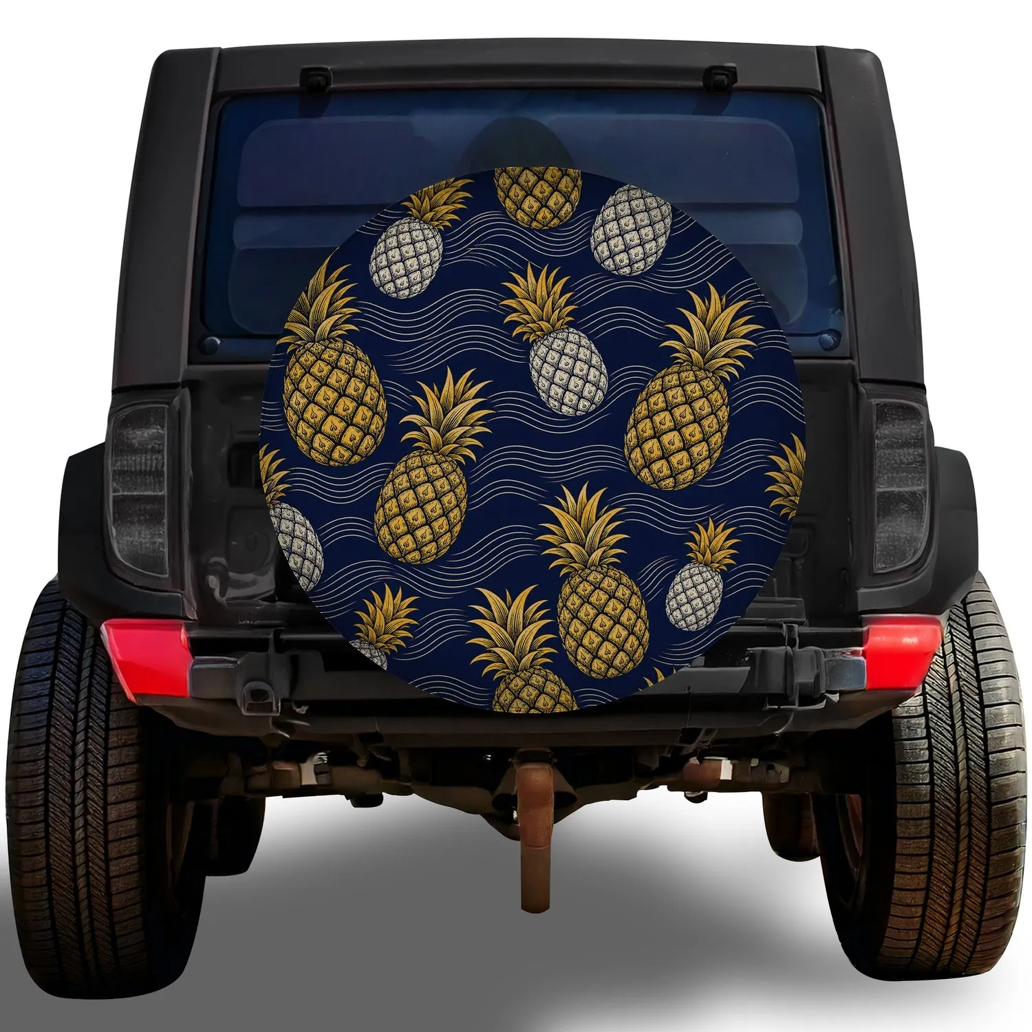 Vintage Pineapple And Ocean Wave Beach Camping Lifestyle For RV Travel Enthusiasts Spare Tire Cover - 1