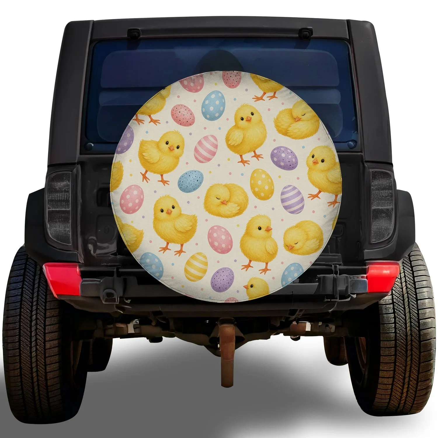 Hand-Painted Baby Chicks And Pastel Easter Eggs For Springtime Family Road Trips Spare Tire Cover - 1