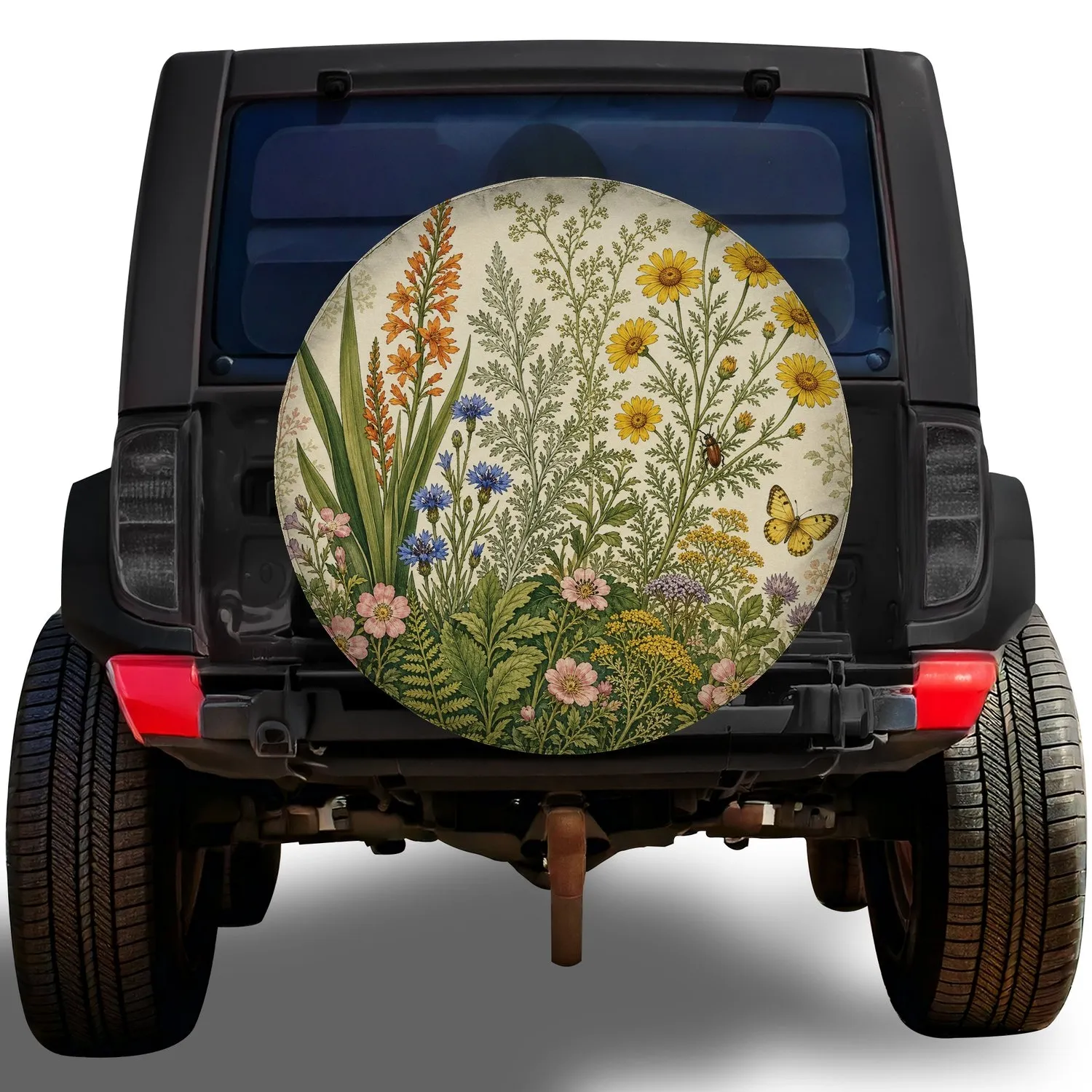 Vintage Wildflower Meadow Garden for RV Camping and Outdoor Adventure Travelers Spare Tire Cover - 1