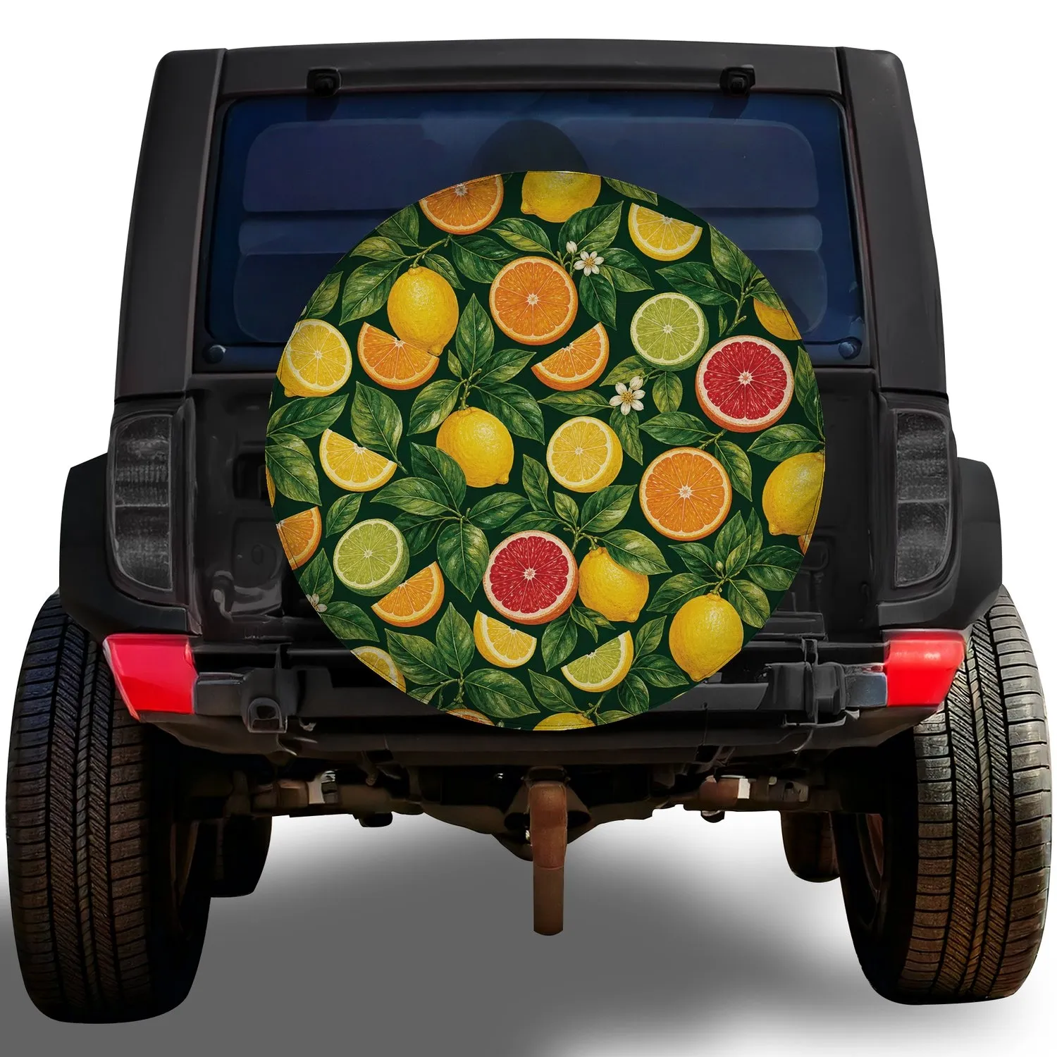 Citrus Fruit And Green Leaves For Tropical Road Trips, RV Camping And Outdoor Adventure Spare Tire Cover - 1