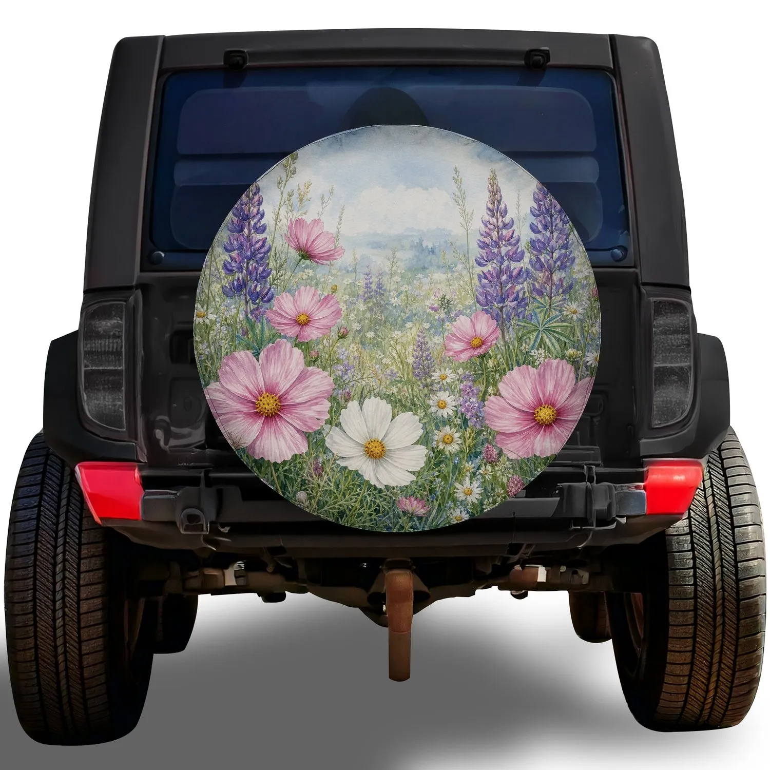 Watercolor Wildflower Meadow Florals for RV Camping Trips and Garden Nature Lovers Spare Tire Cover - 1