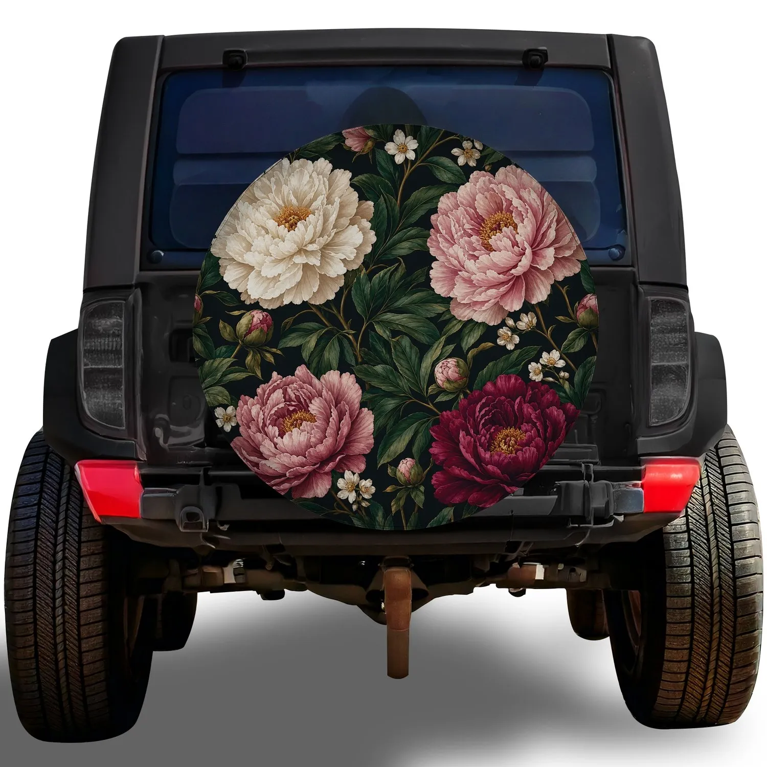 Lush Vintage Peony Floral Garden For Stylish RV Travel, Camping And Botanical Enthusiasts Spare Tire Cover - 1
