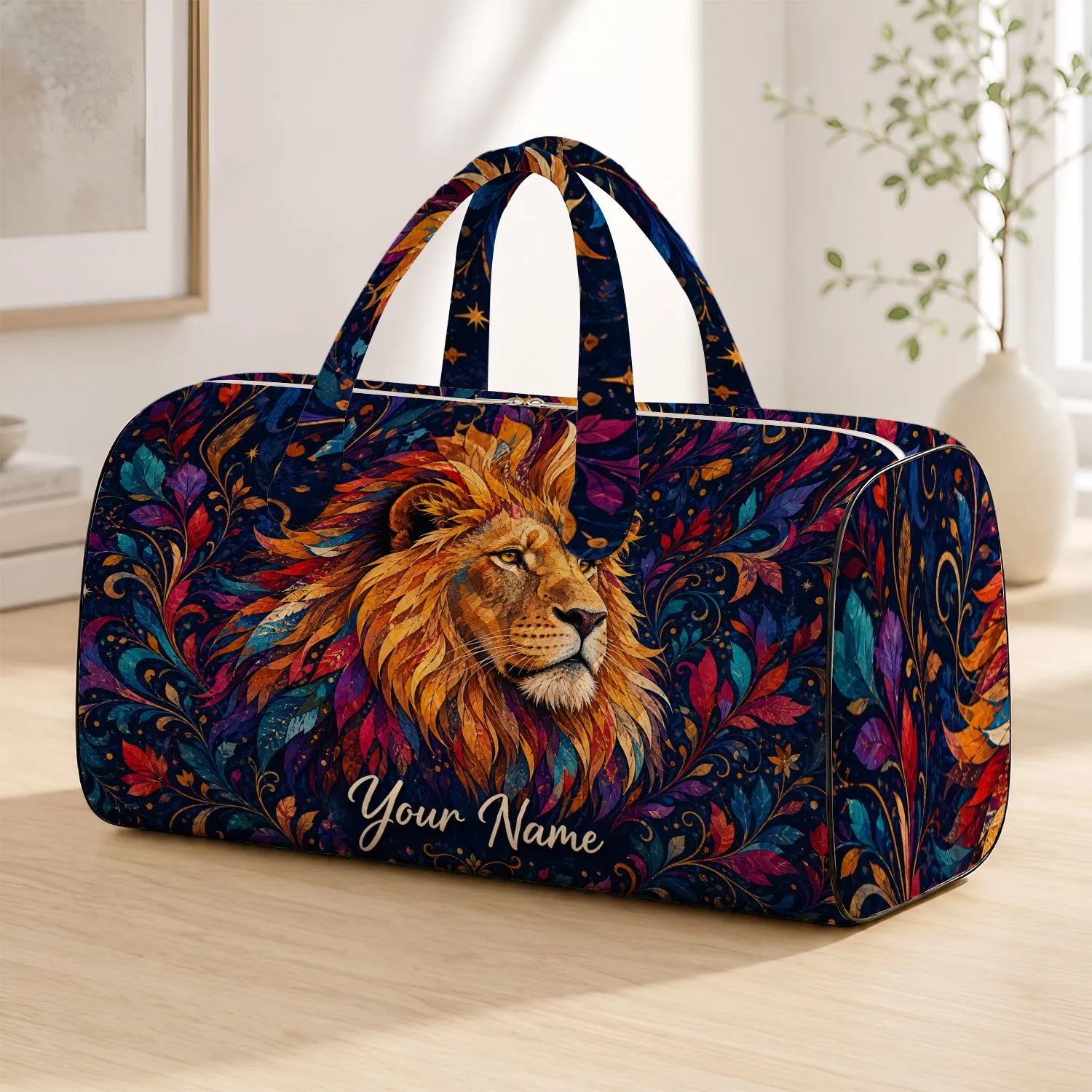 Colorful Lion Portrait For Travel, Gym And Overnight Essentials For Wildlife Lovers Quilted Weekend Bag - 1