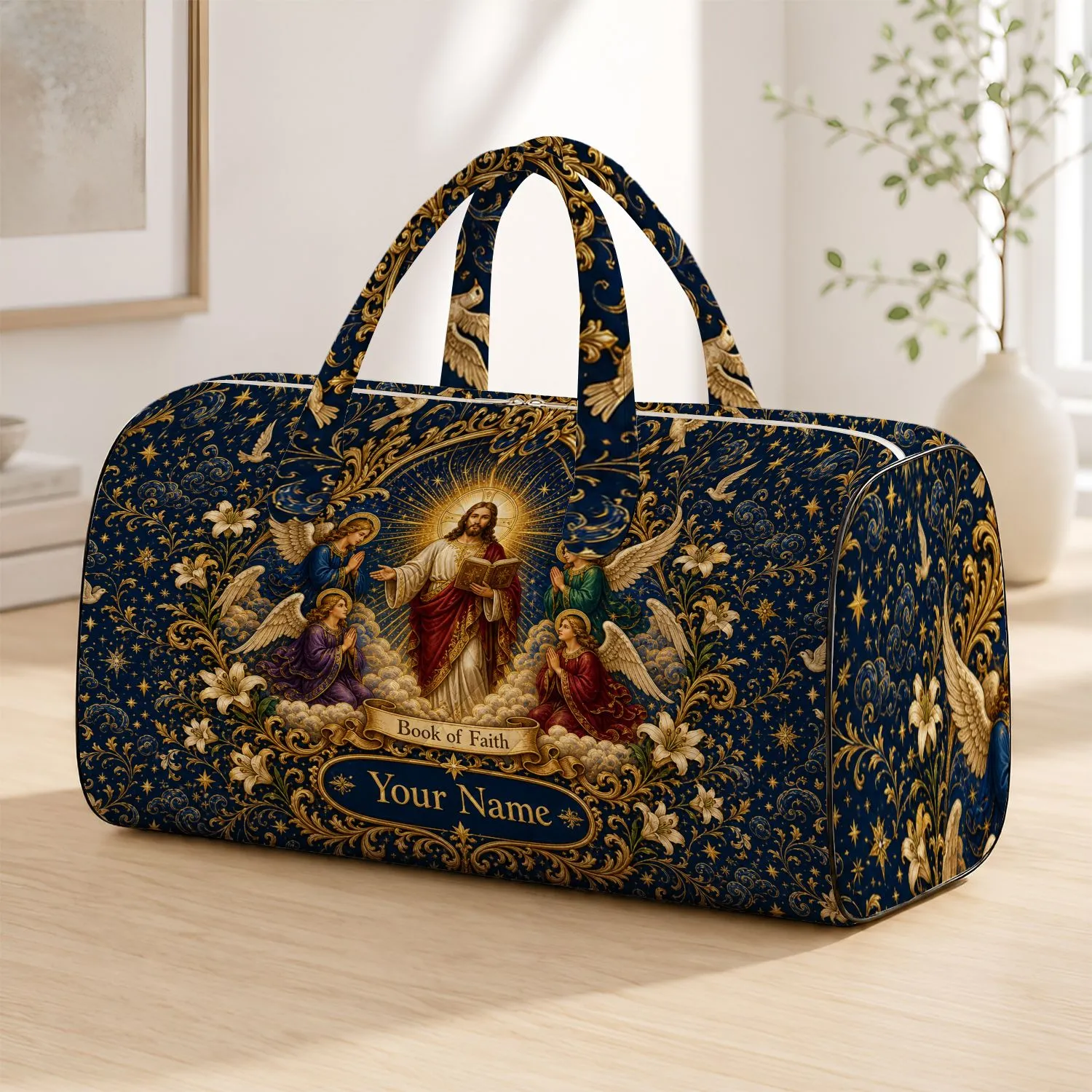 Jesus Christ And Angels Easter Getaway Essential For Faithful Christian Travelers Quilted Weekend Bag - 1