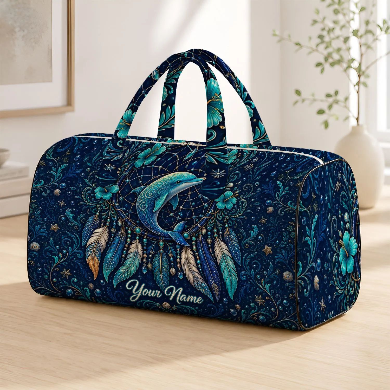Dolphin Dreamcatcher Ocean Boho Travel Gift For Beach Lovers And Ocean Adventure Fans Quilted Weekend Bag - 1