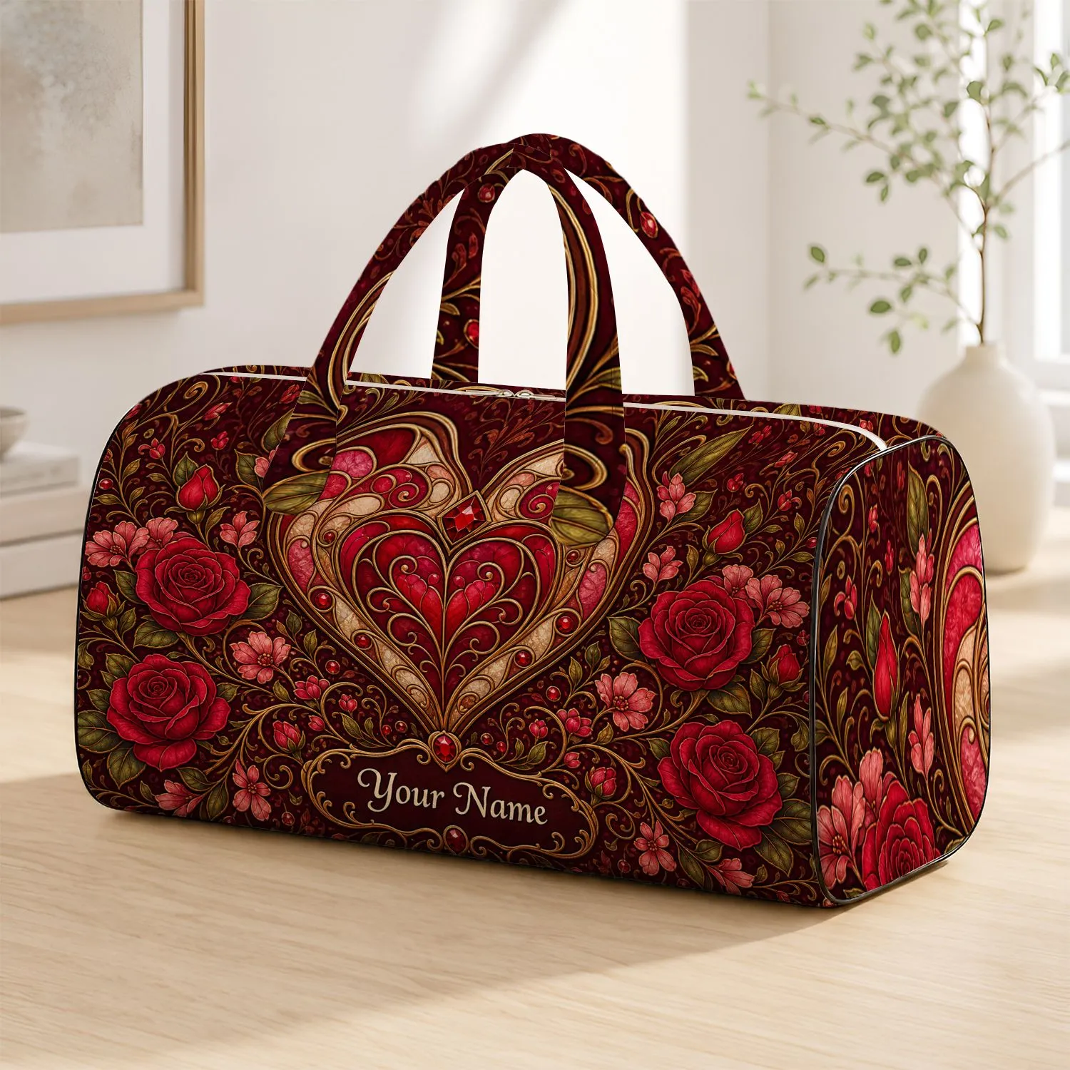 Heart Rose Garden Valentine Weekend Travel Gift For Women And Couples Quilted Weekend Bag - 1
