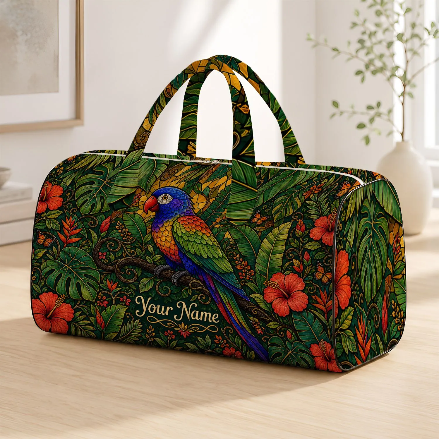 Tropical Parrot Jungle Travel Companion For Bird Lovers On Getaways Quilted Weekend Bag - 1