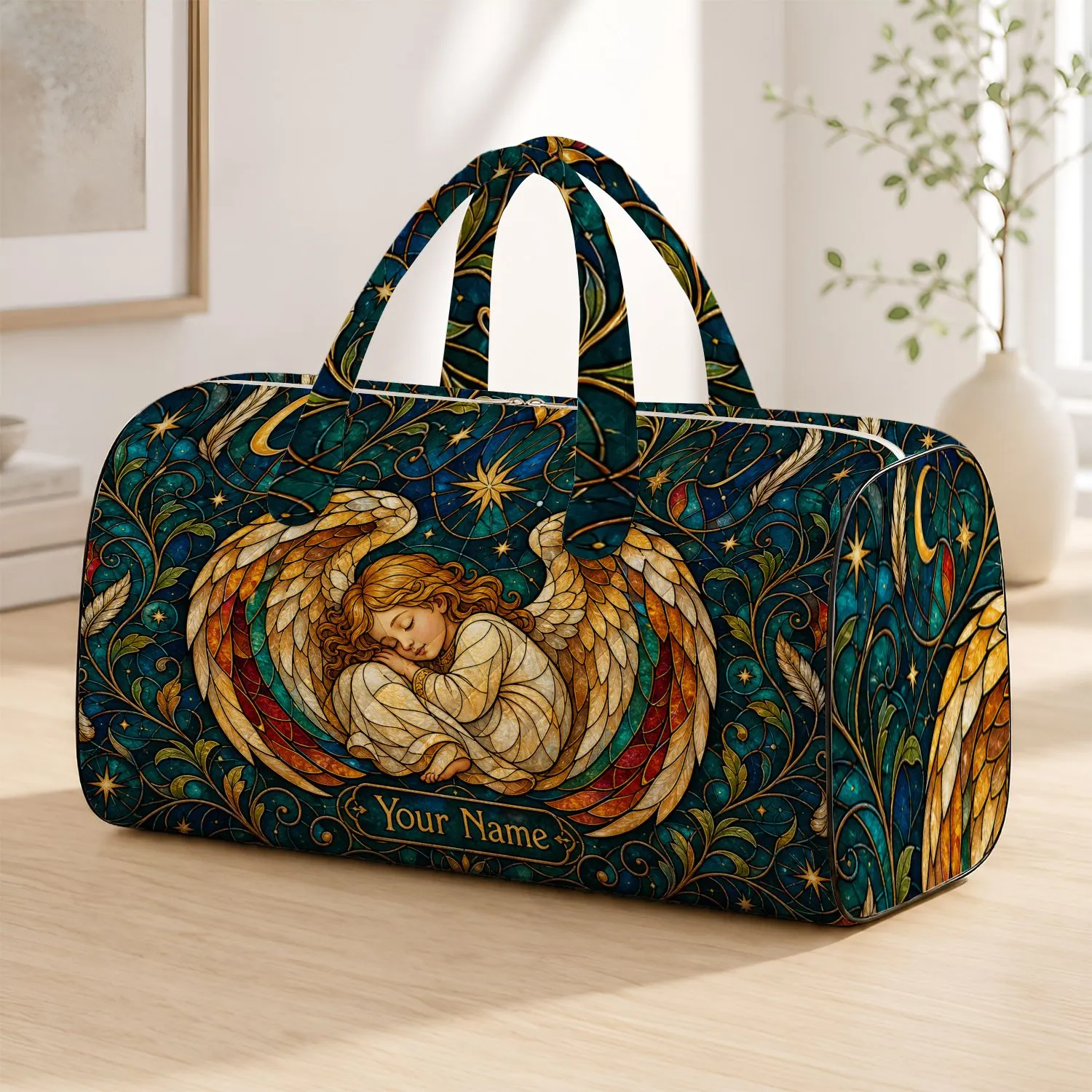 Sleeping Child Angel Celestial Art For Travel And Overnight Getaways Quilted Weekend Bag - 1