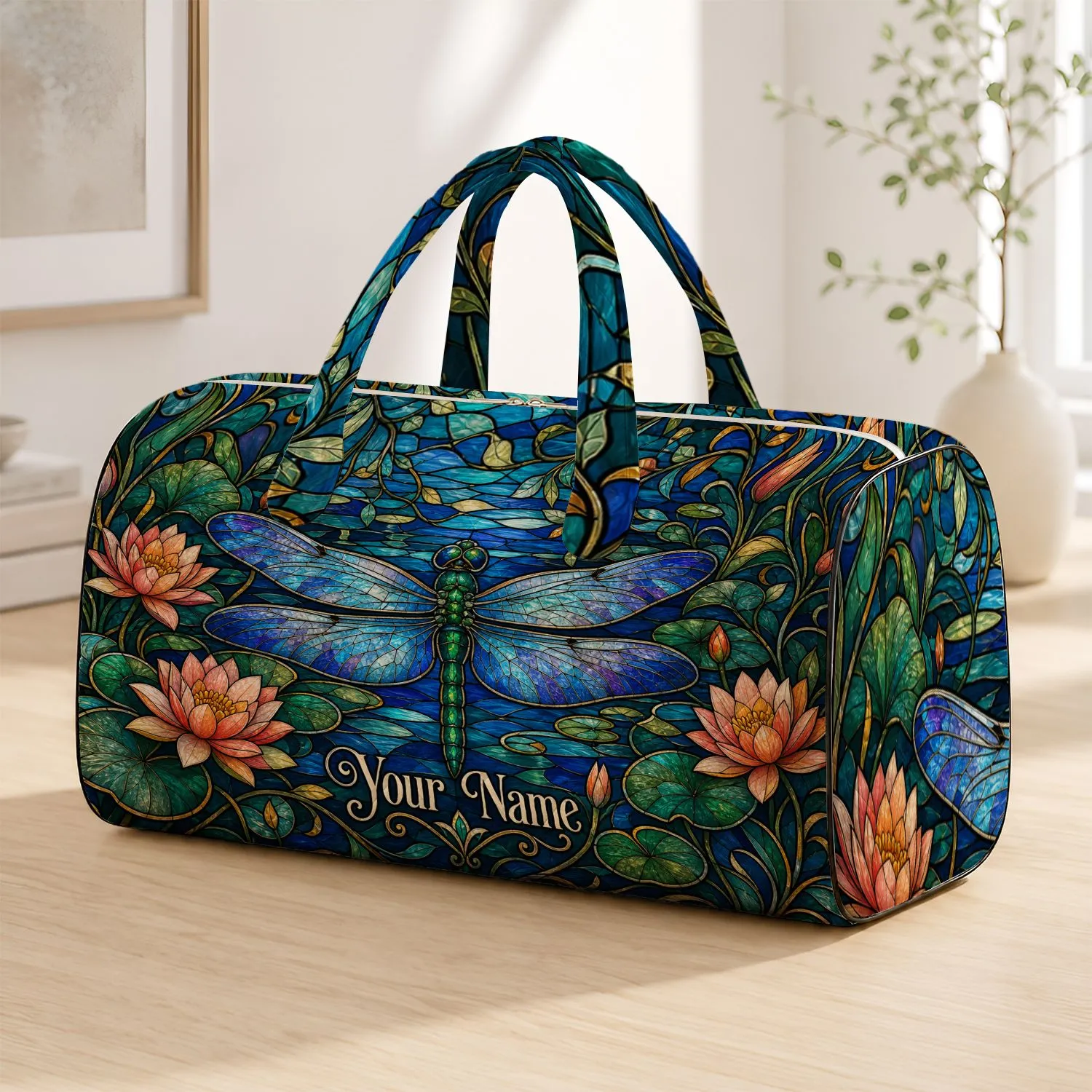Dragonfly Garden Travel Gift For Nature Lovers And Getaway Adventures Quilted Weekend Bag - 1