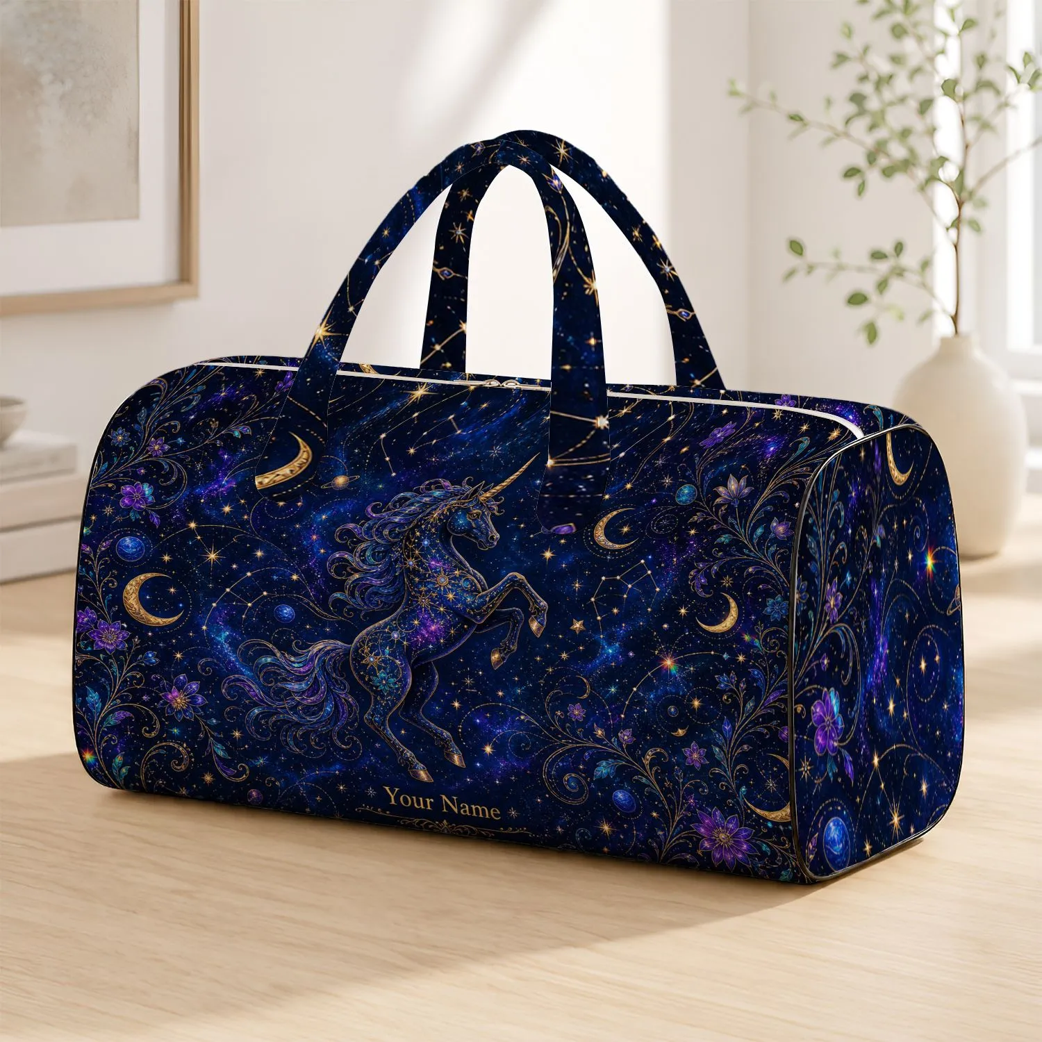 Celestial Unicorn Galaxy Starry Night Travel Style Gift For Mystical Horse Lovers Quilted Weekend Bag - 1