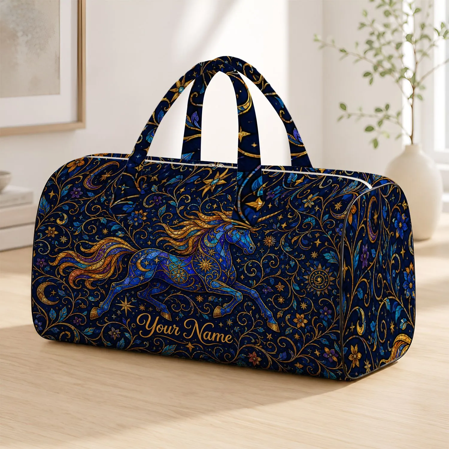 Unicorn Celestial Travel Gift For Horse Lovers And Night Getaways Quilted Weekend Bag - 1