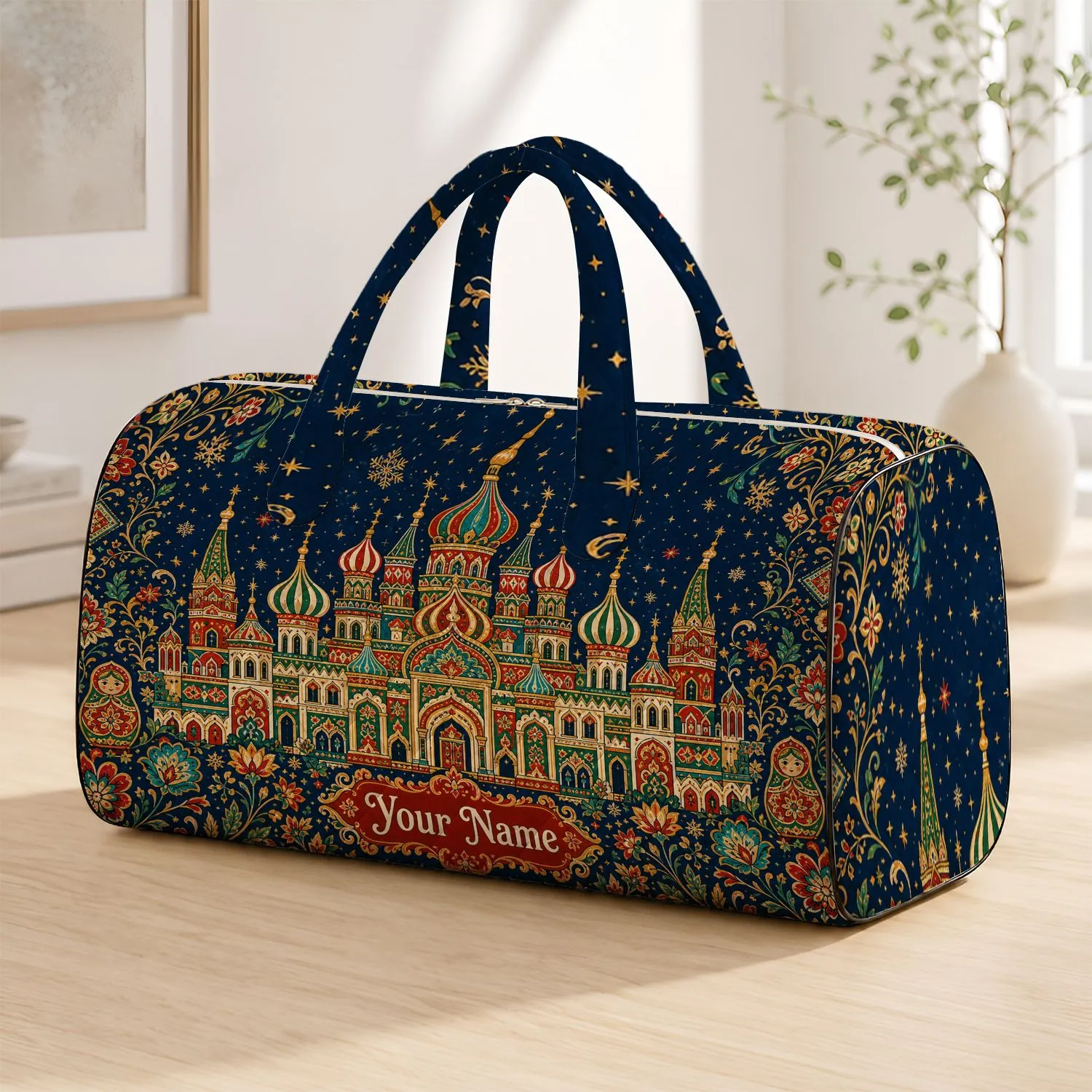 Fairytale Palace Folk Art Travel Companion for Getaways and Cultural Style Lovers Quilted Weekend Bag - 1