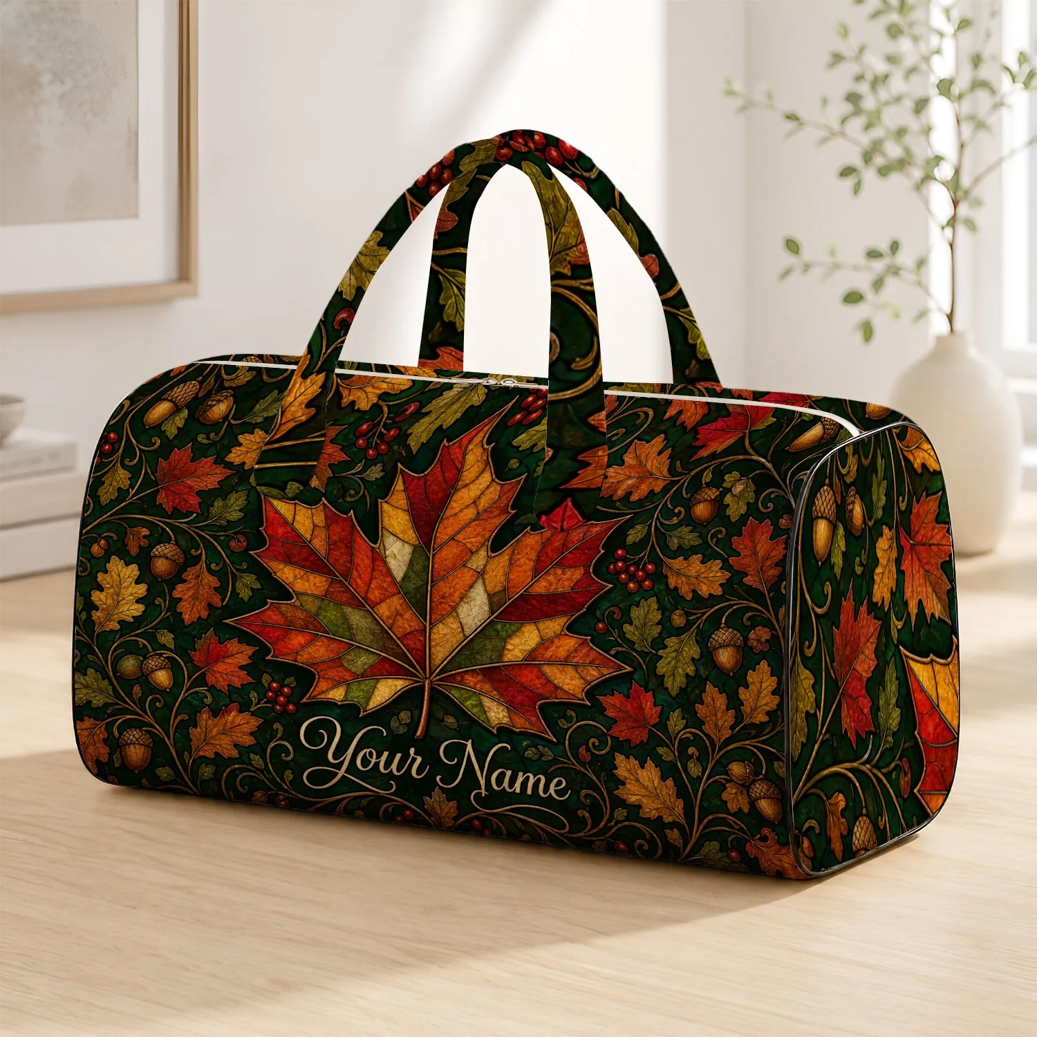 Maple Leaf Autumn Travel Accessory for Thanksgiving Holiday Getaways Quilted Weekend Bag - 1