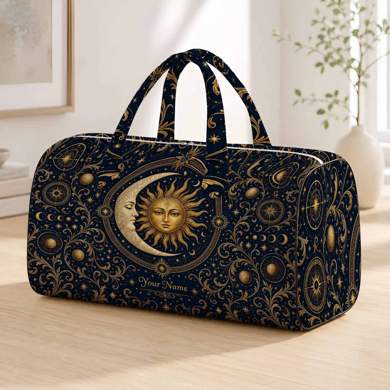 Celestial Sun And Moon Filigree For Boho Travel And Weekend Getaway Mystic Lovers Quilted Weekend Bag - 1