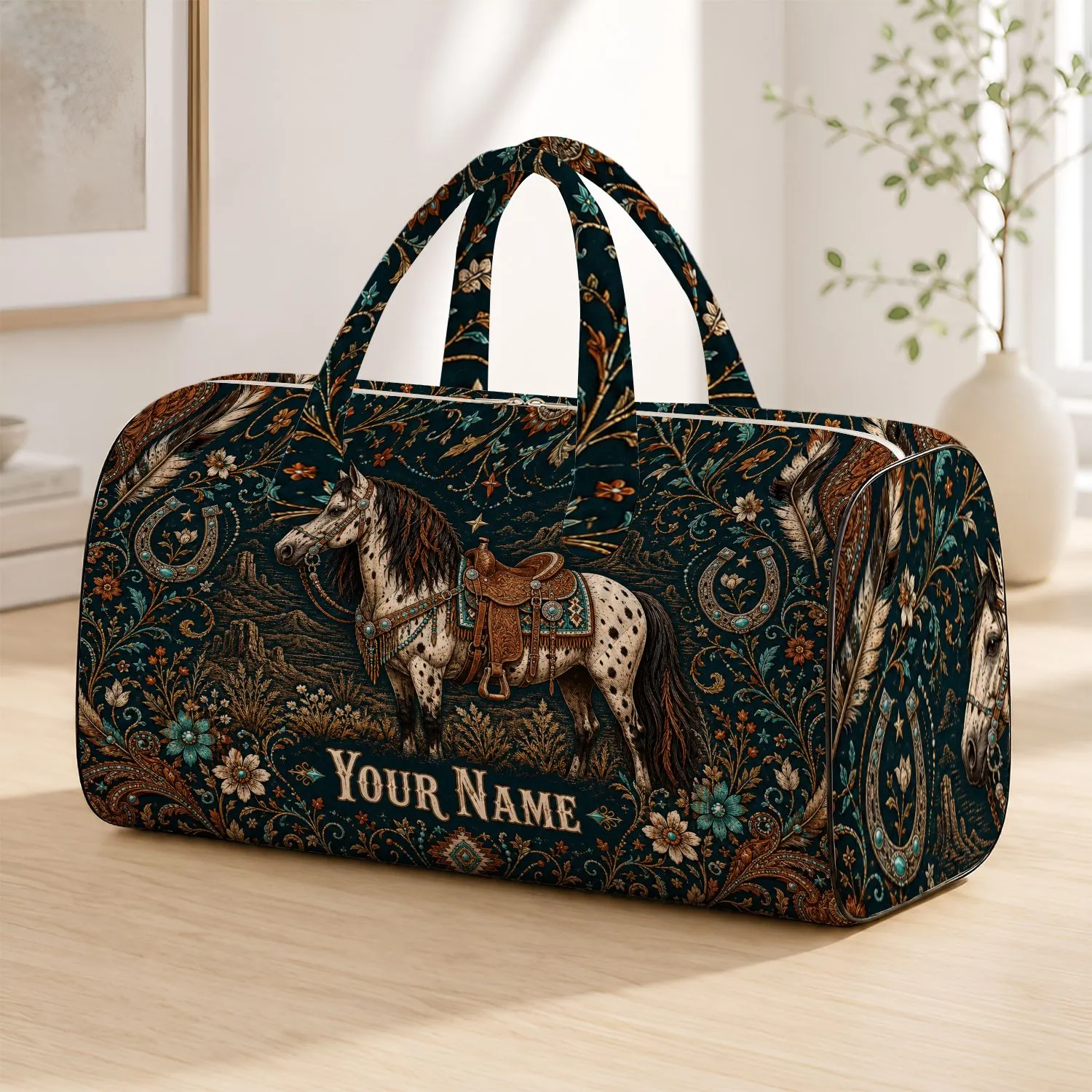 Vintage Western Appaloosa Horse Getaway Companion For Rodeo And Ranch Lovers Quilted Weekend Bag - 1